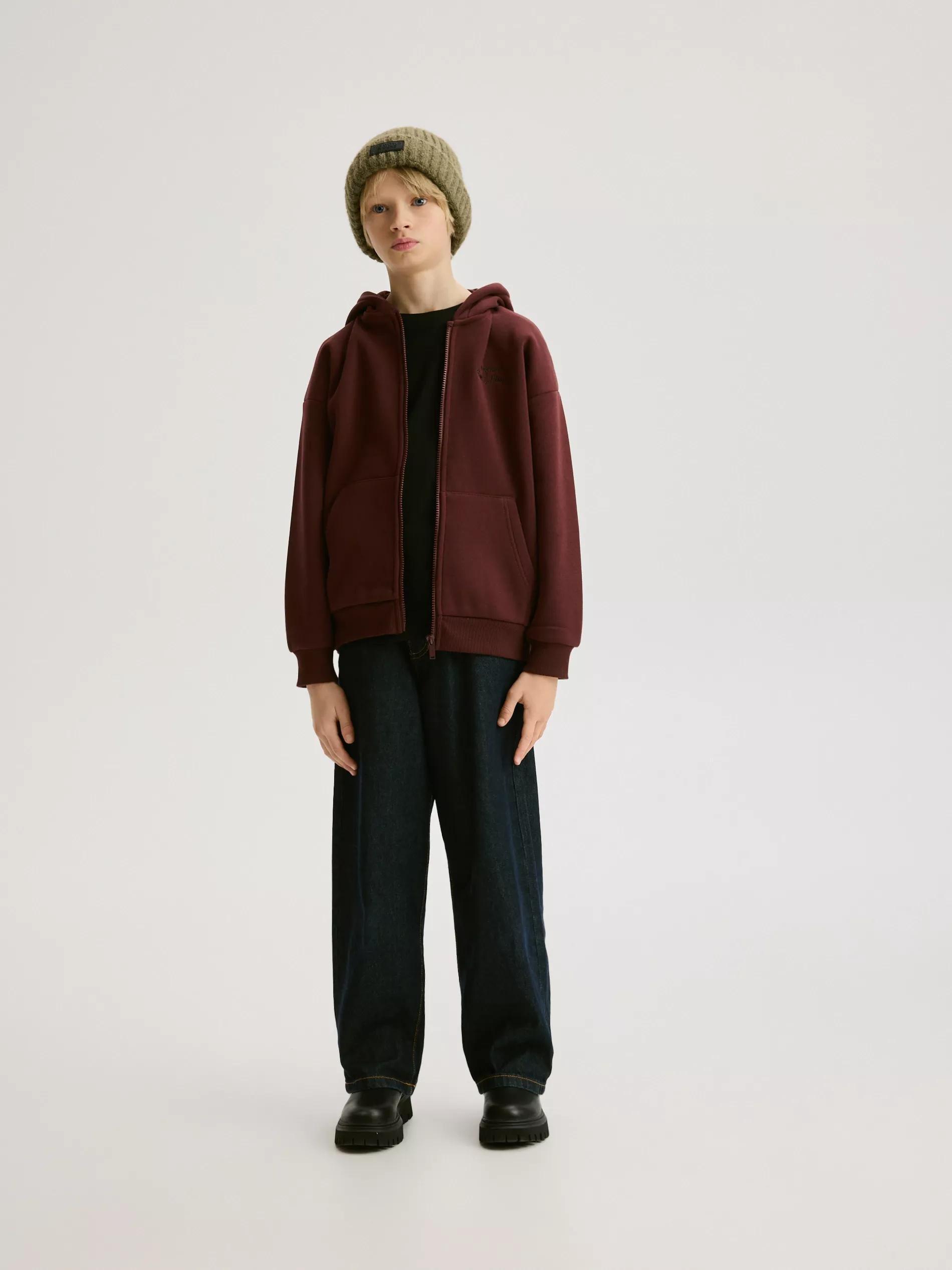 Maroon Zip Up Hoodie, Burgundy, large image number 4