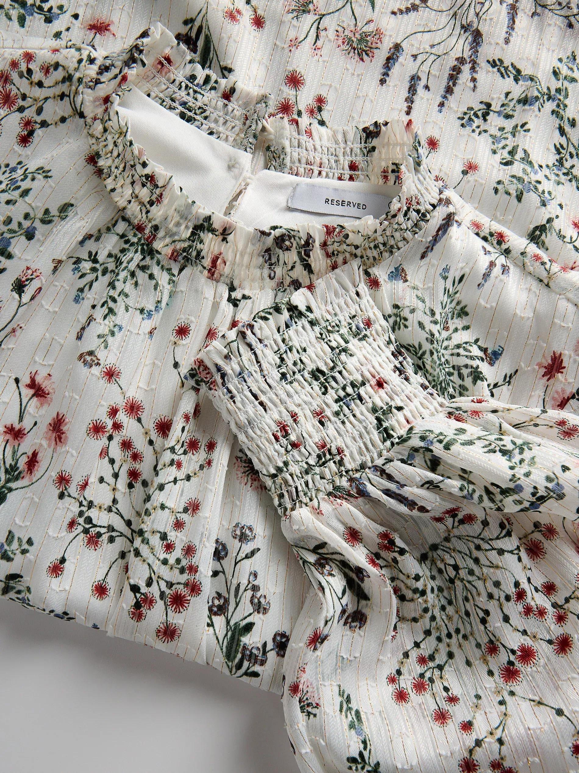 Beige Floral Blouse, , large image number 6