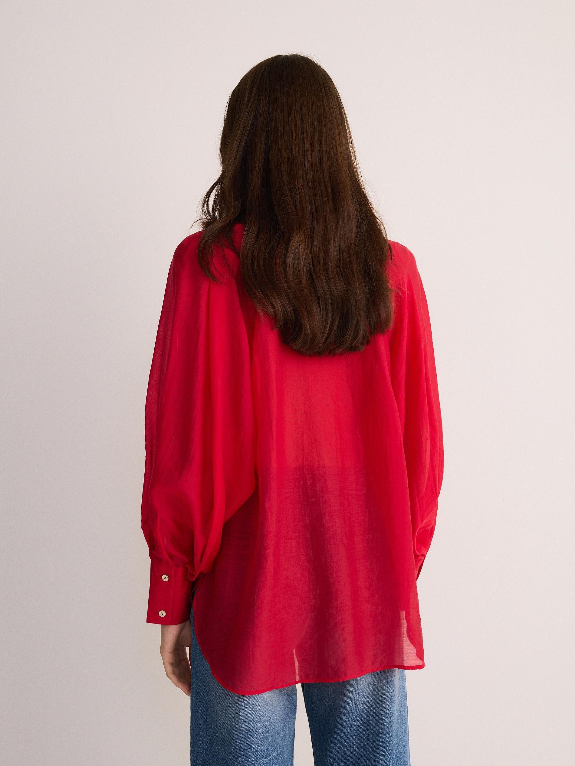 Red Lyocell Blend Shirt, , large image number 2