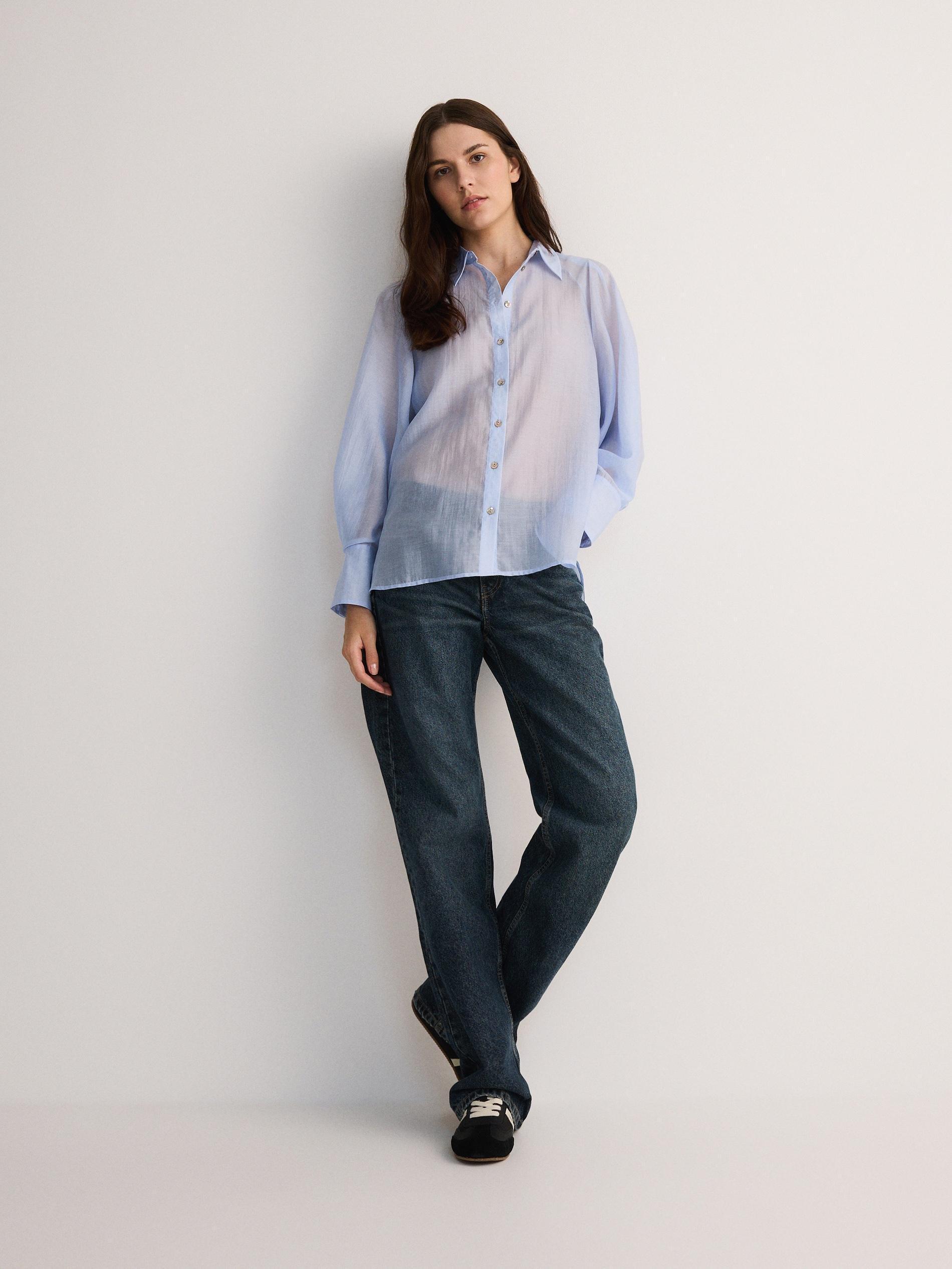 Blue Lyocell Blend Shirt, , large image number 2