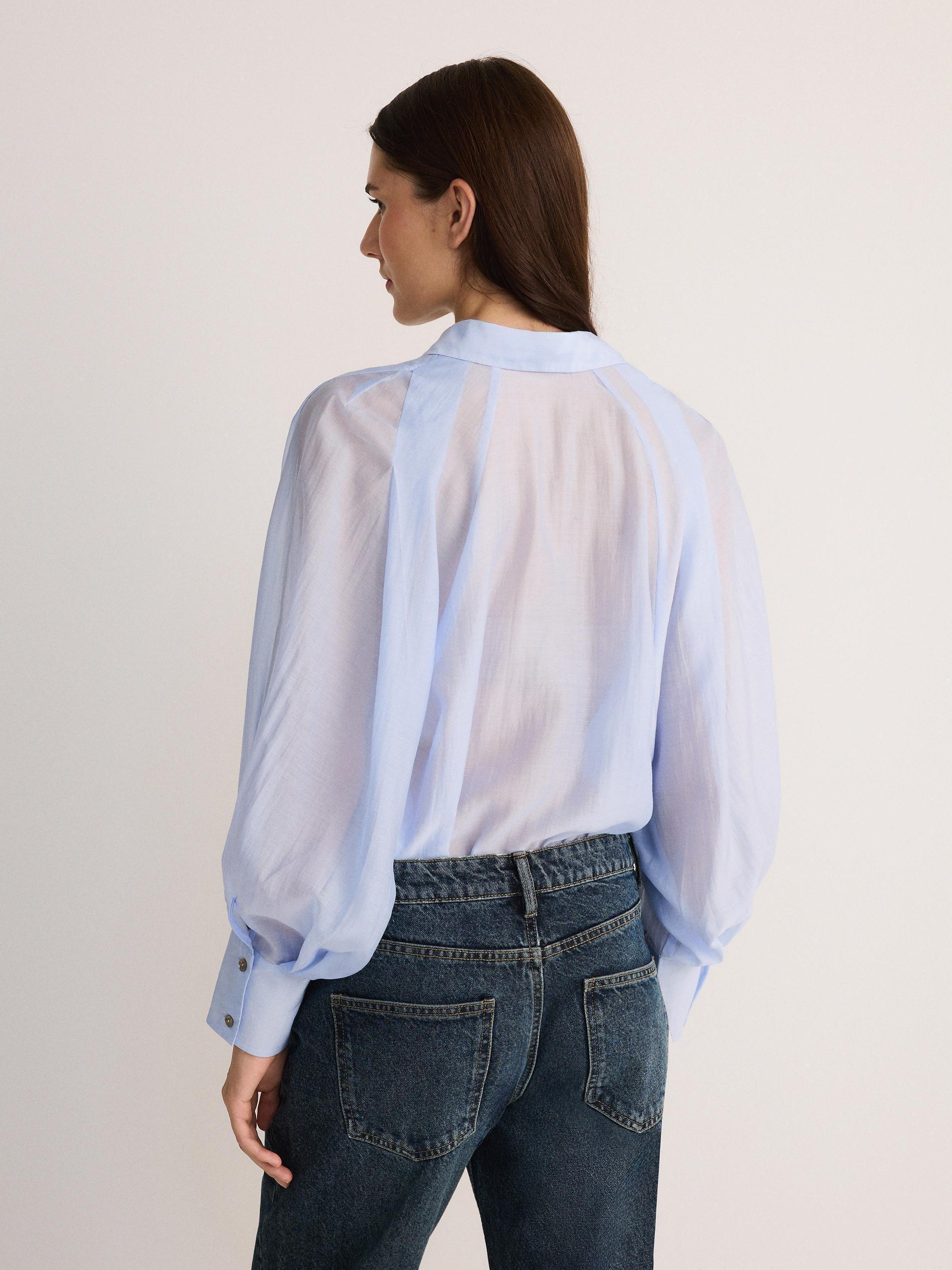 Blue Lyocell Blend Shirt, , large image number 3