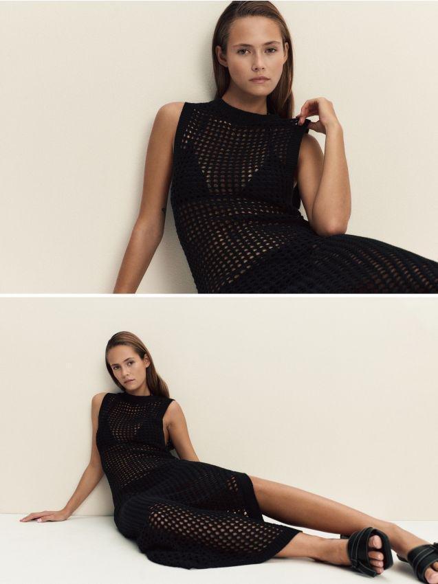 Black Beach Cover Up Dress, , large image number 0