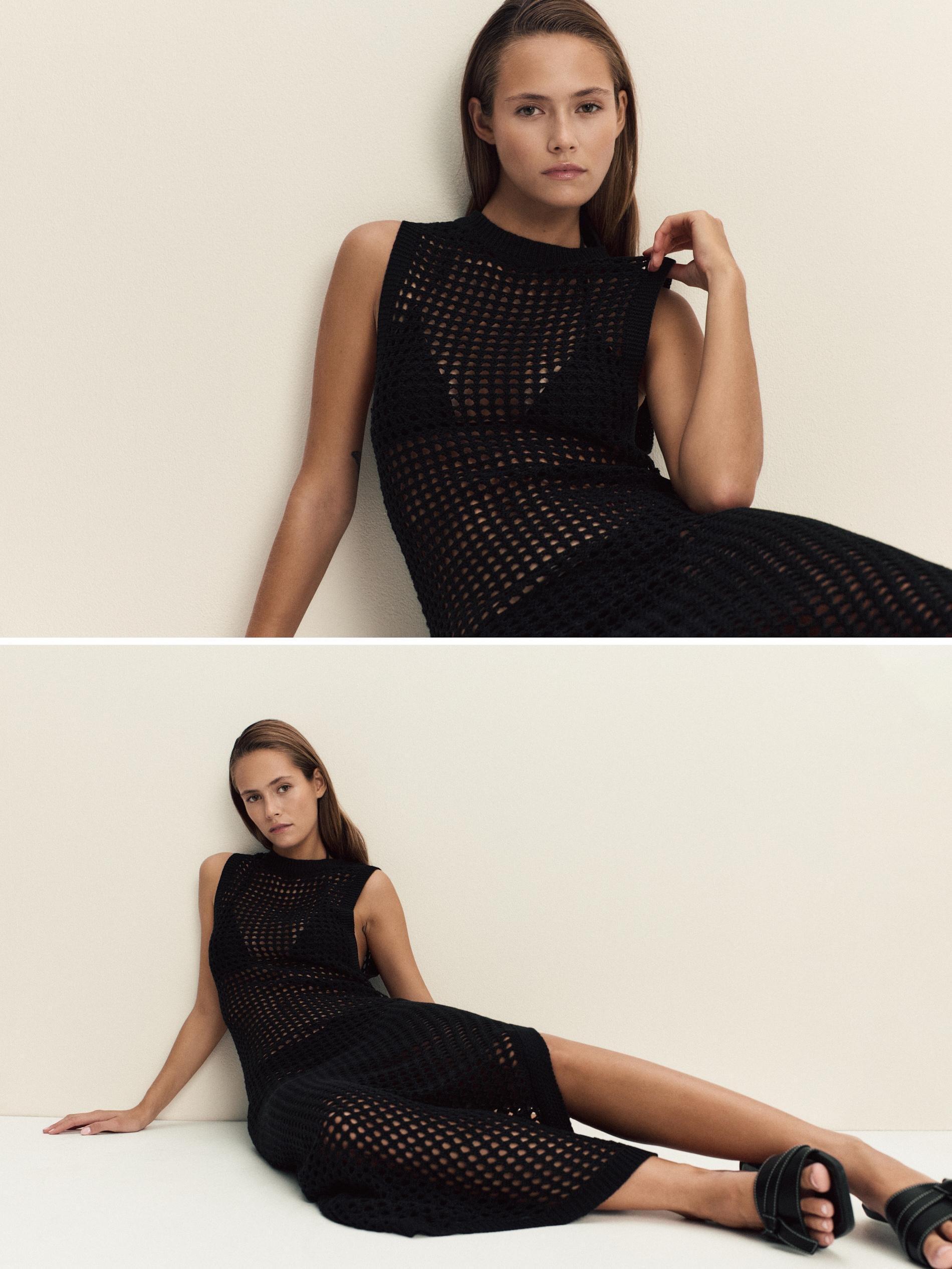 Black Beach Cover Up Dress, , large image number 1