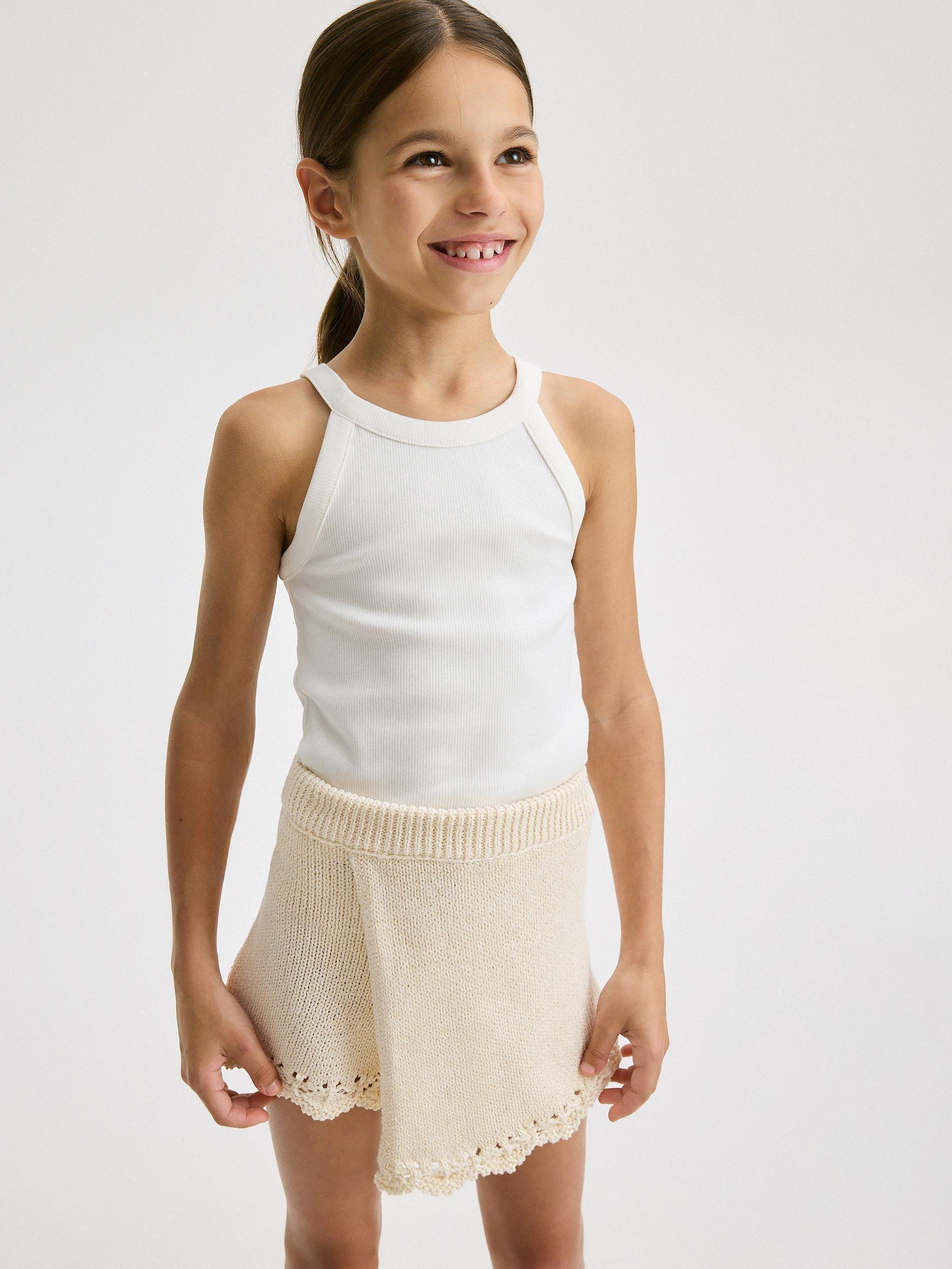 White Jersey Shorts, Kids Girls, , large image number 2