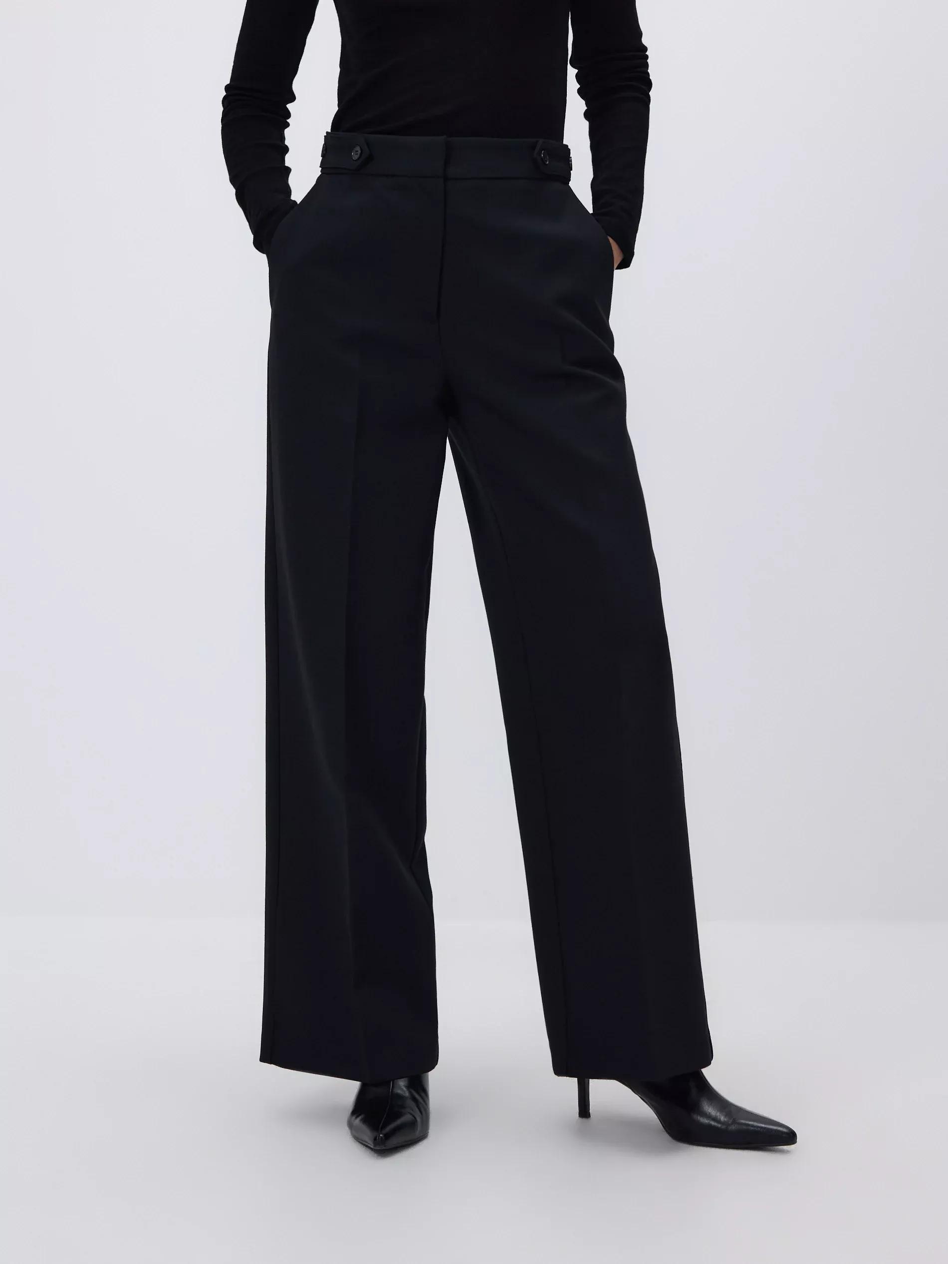 Black Pressed Crease Trousers, Black, large image number 1