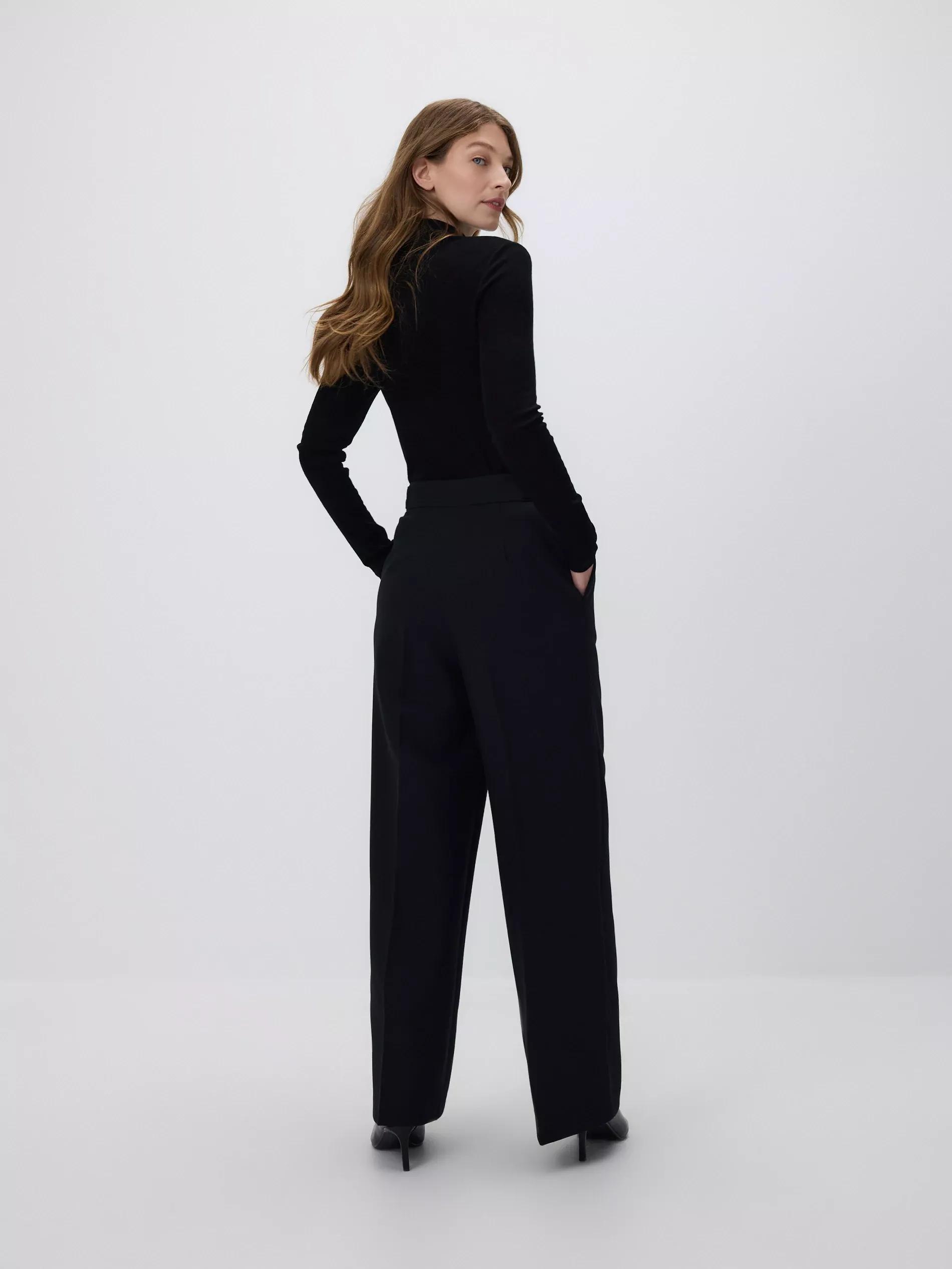 Black Pressed Crease Trousers, Black, large image number 3