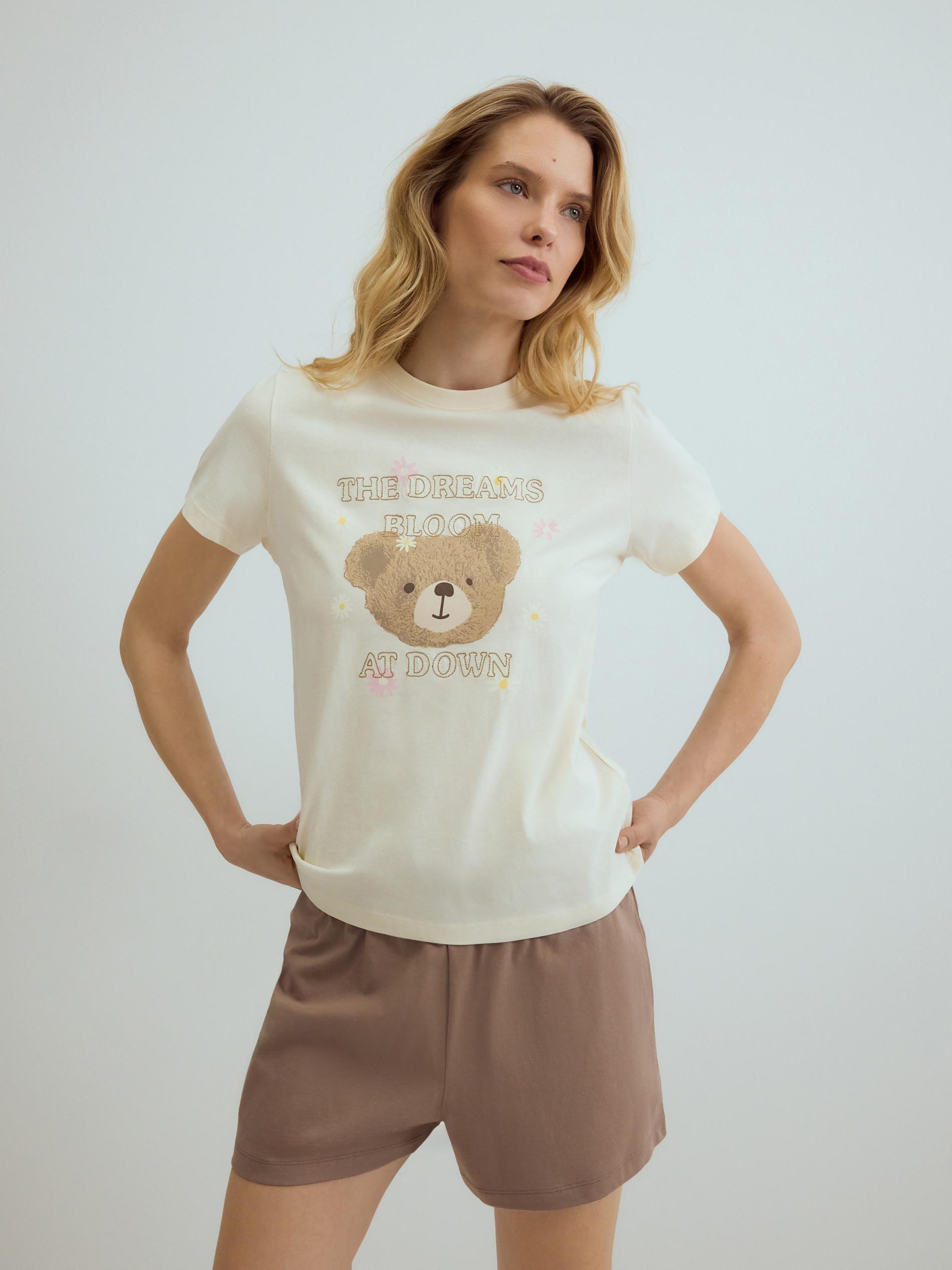 Brown Two Piece Cotton Pyjama Set, Brown, large image number 0