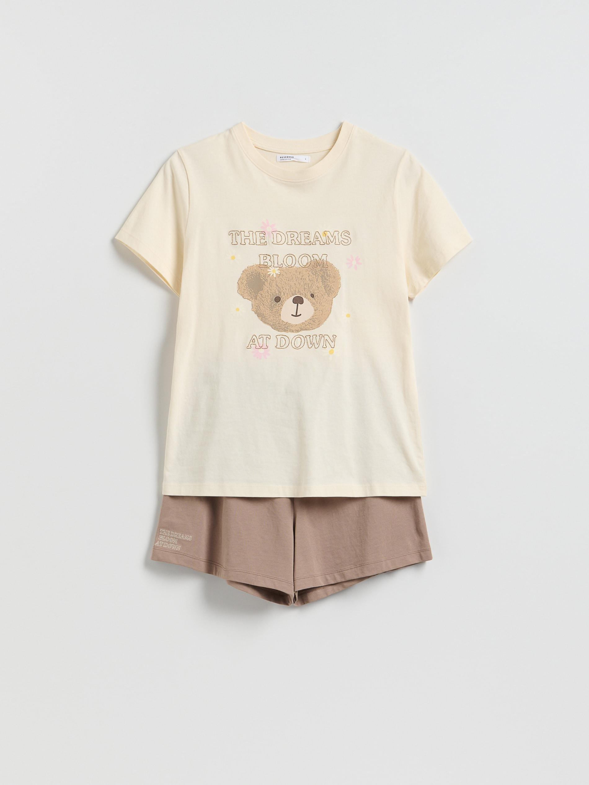 Brown Two Piece Cotton Pyjama Set, Brown, large image number 4