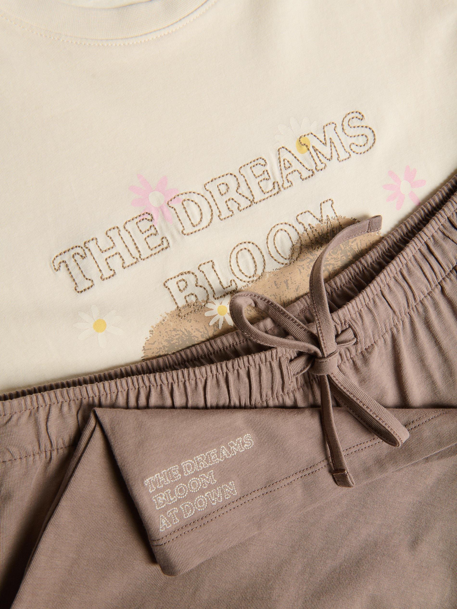 Brown Two Piece Cotton Pyjama Set, Brown, large image number 5