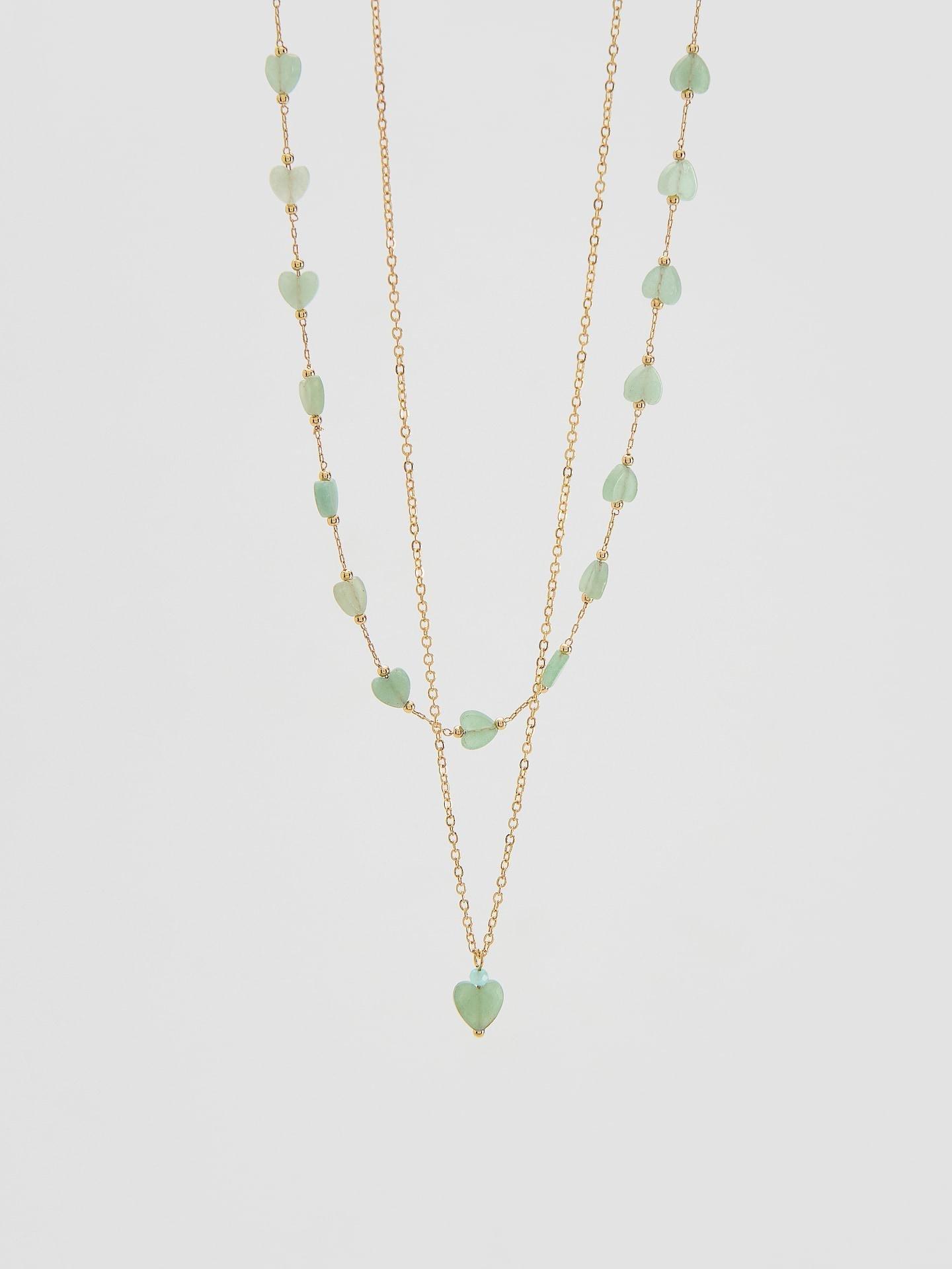 Green Necklace With Decorative Details, Green, medium