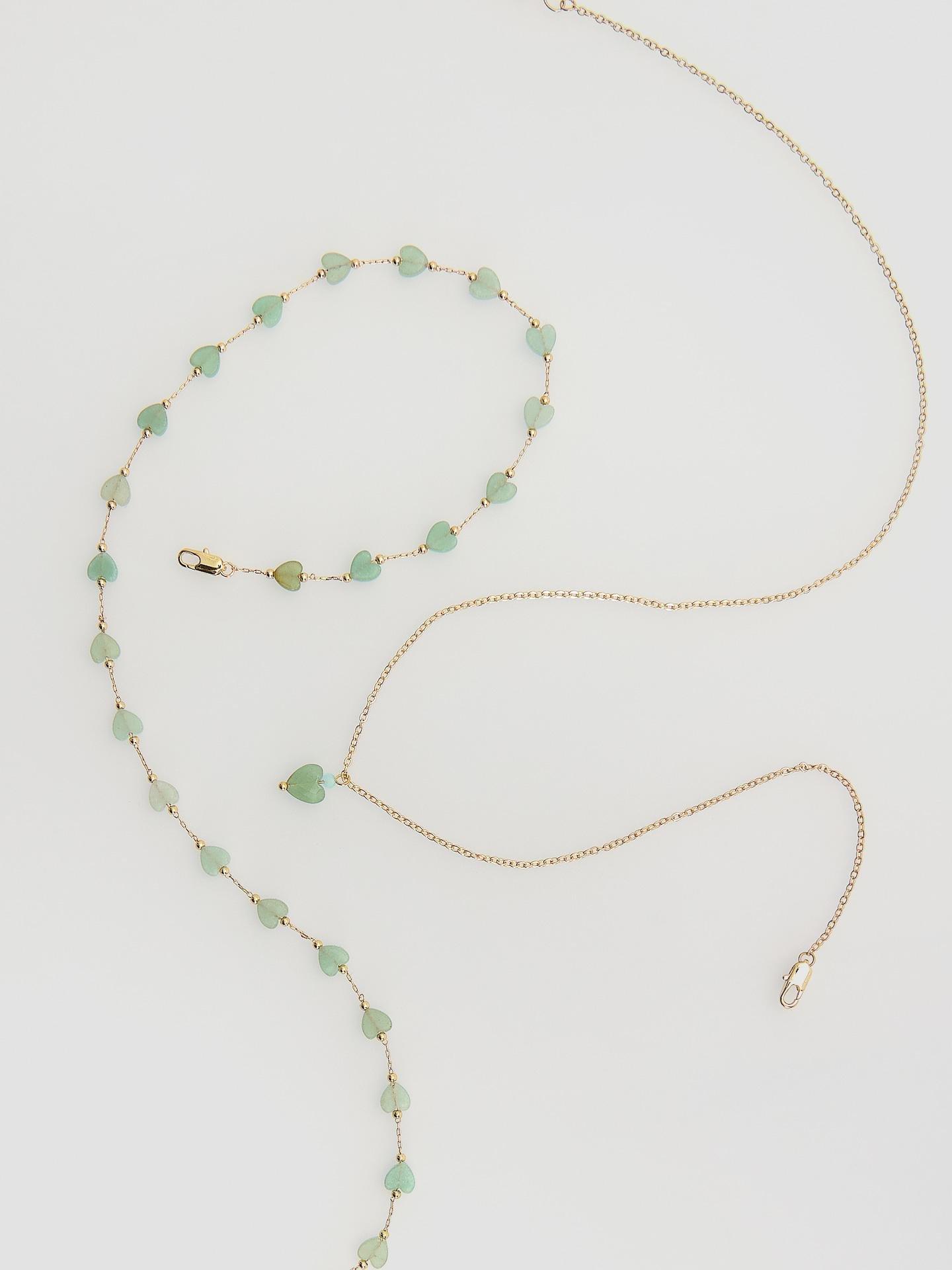 Green Necklace With Decorative Details, Green, large image number 1