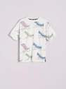 Reserved - White T-Shirt With An All Over Print, Boys