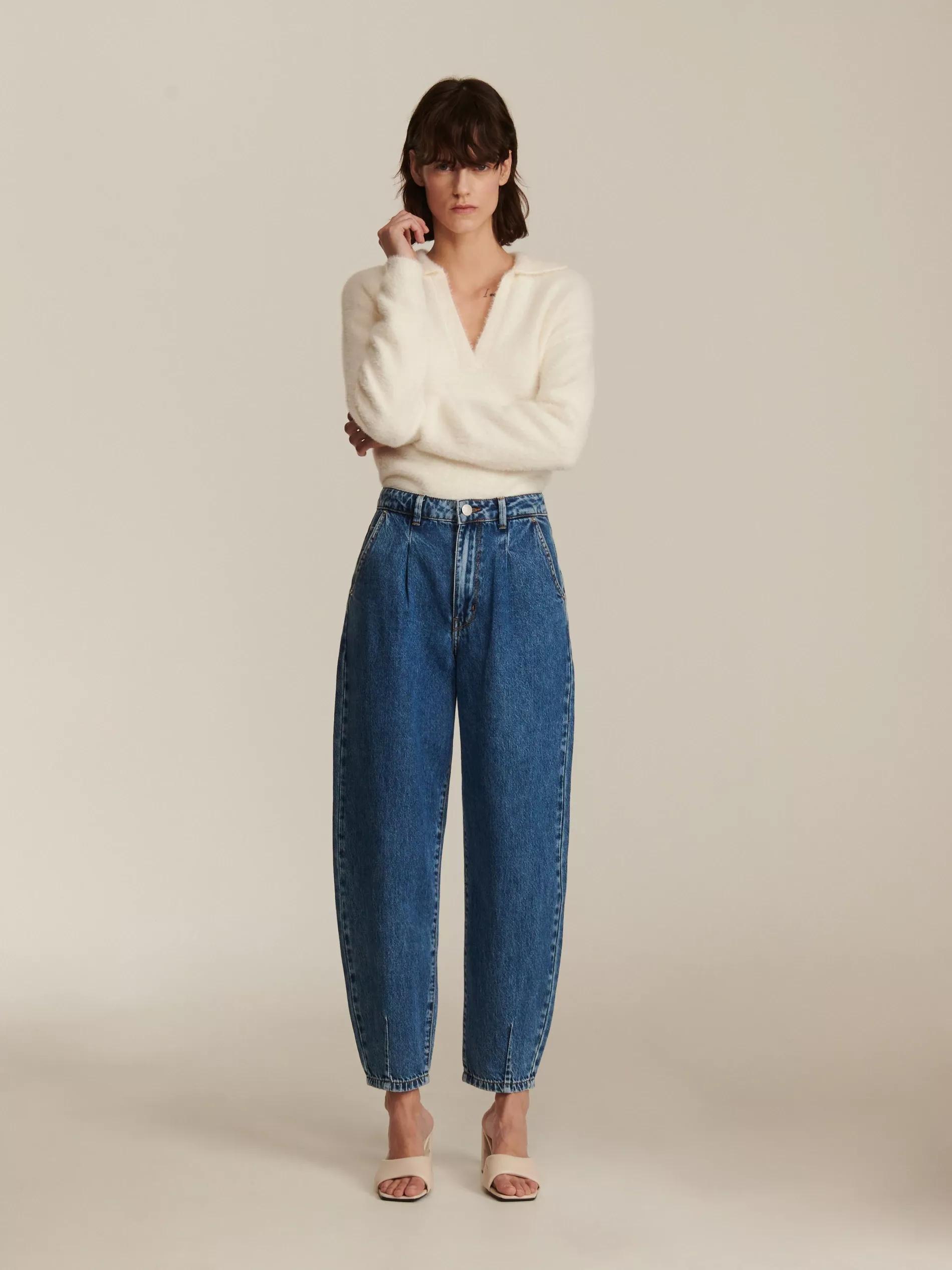 Navy Balloon Jeans, , large image number 0