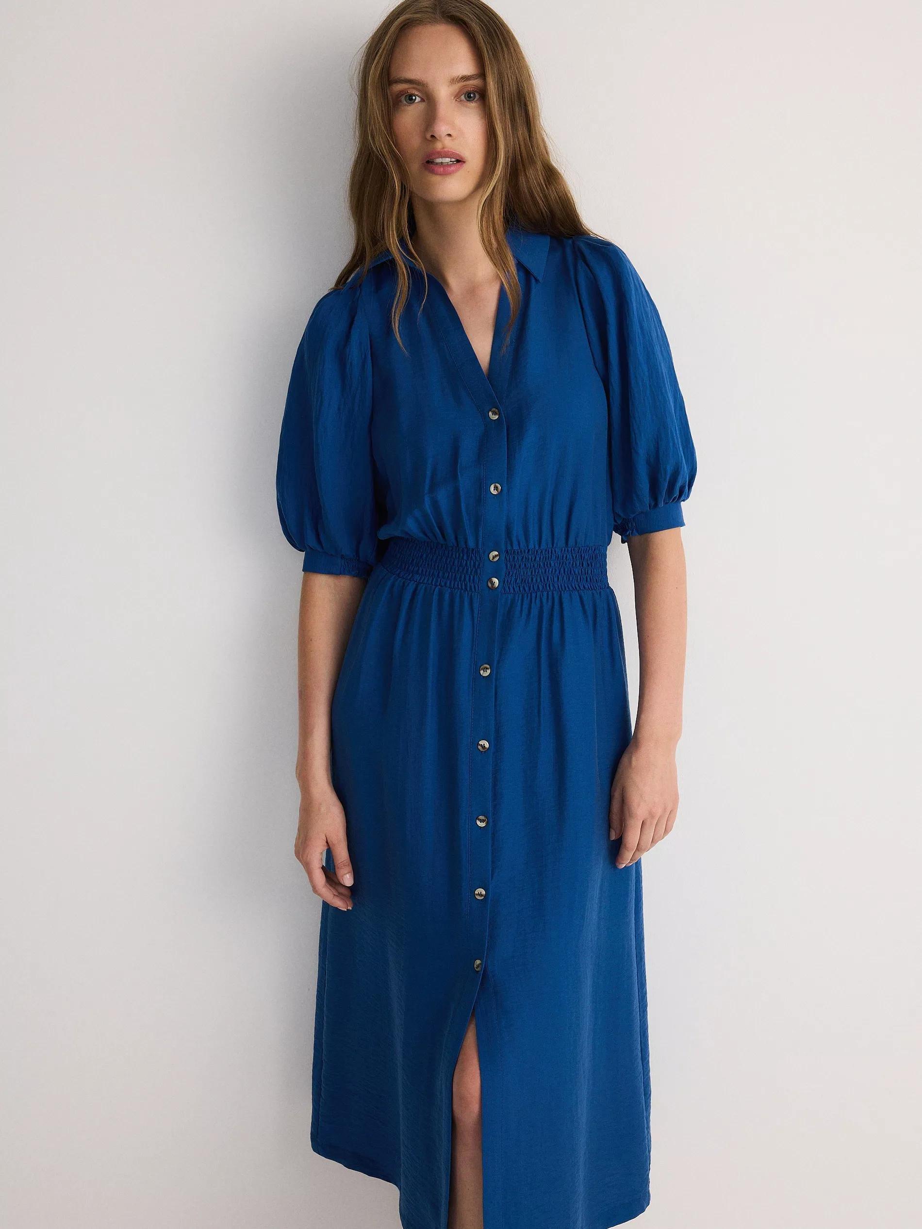Navy Lyocell Midi Dress, , large image number 0