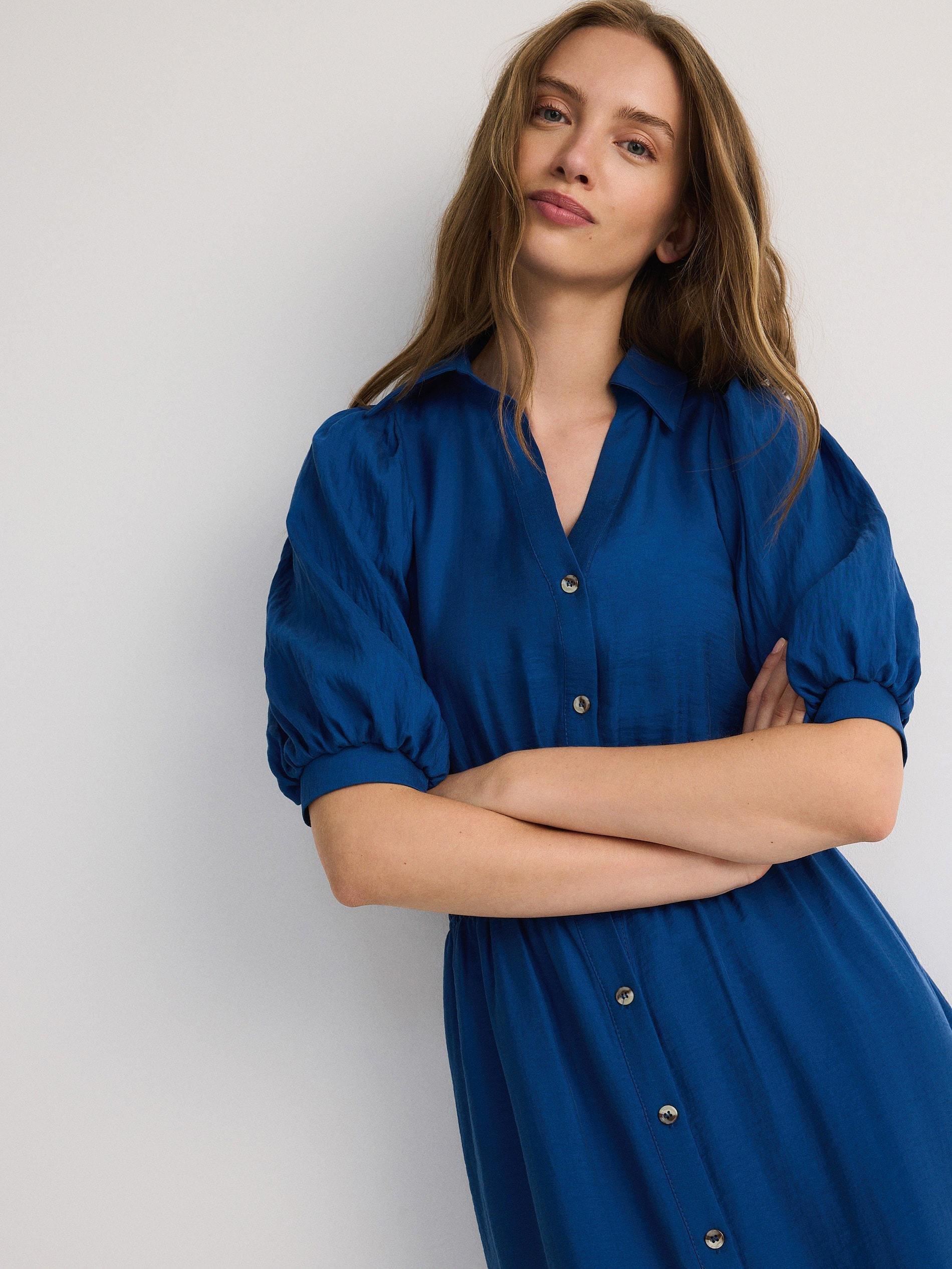 Navy Lyocell Midi Dress, , large image number 2