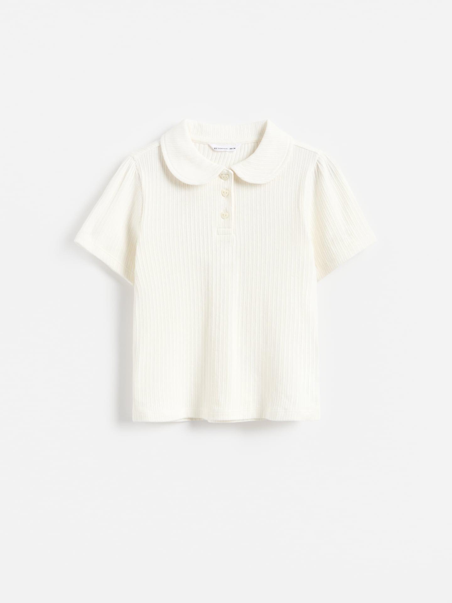 Cream Blouse With Collar, Ivory, medium