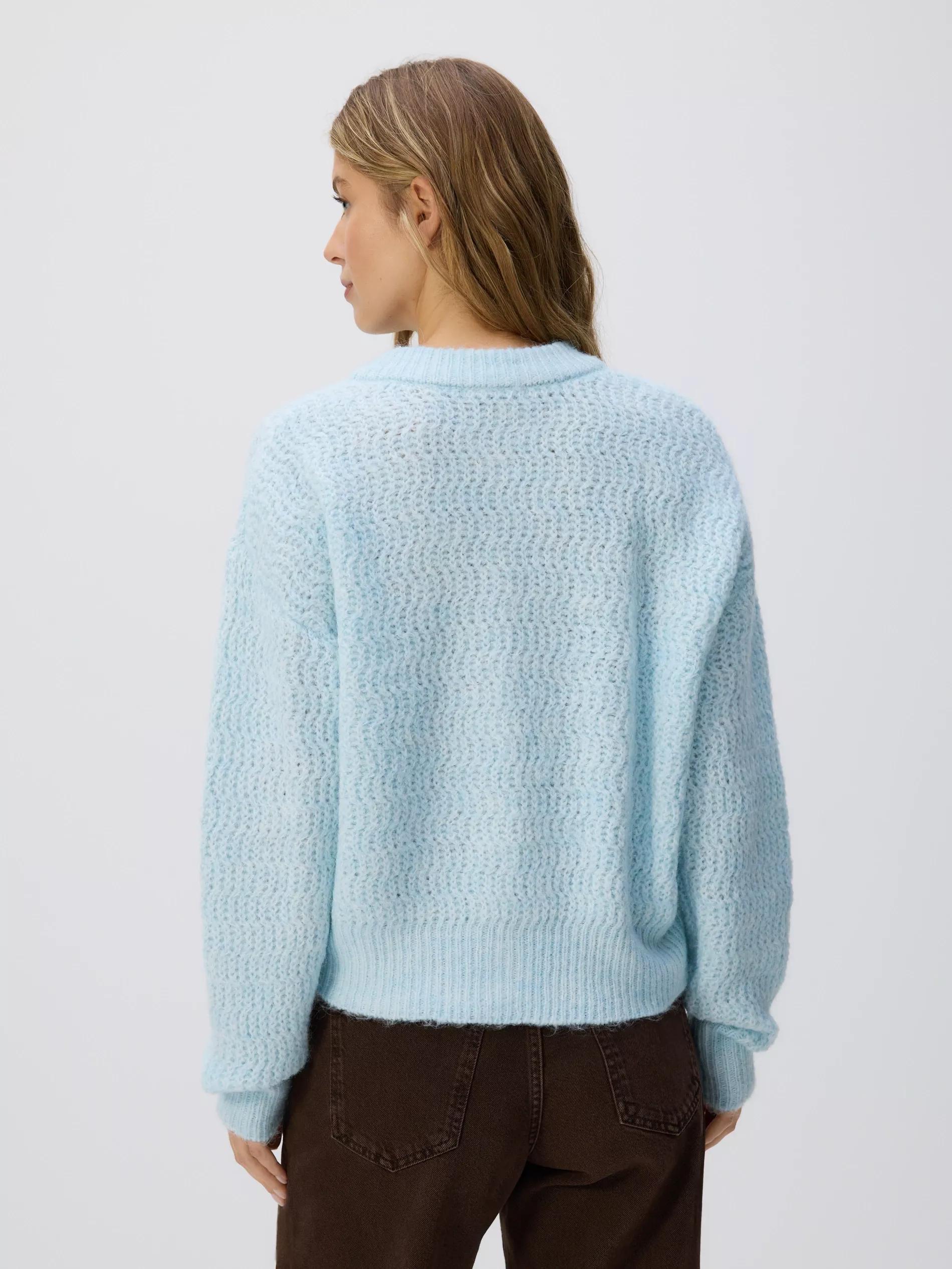 Blue Wool-Blend Cardigan, Blue, large image number 1