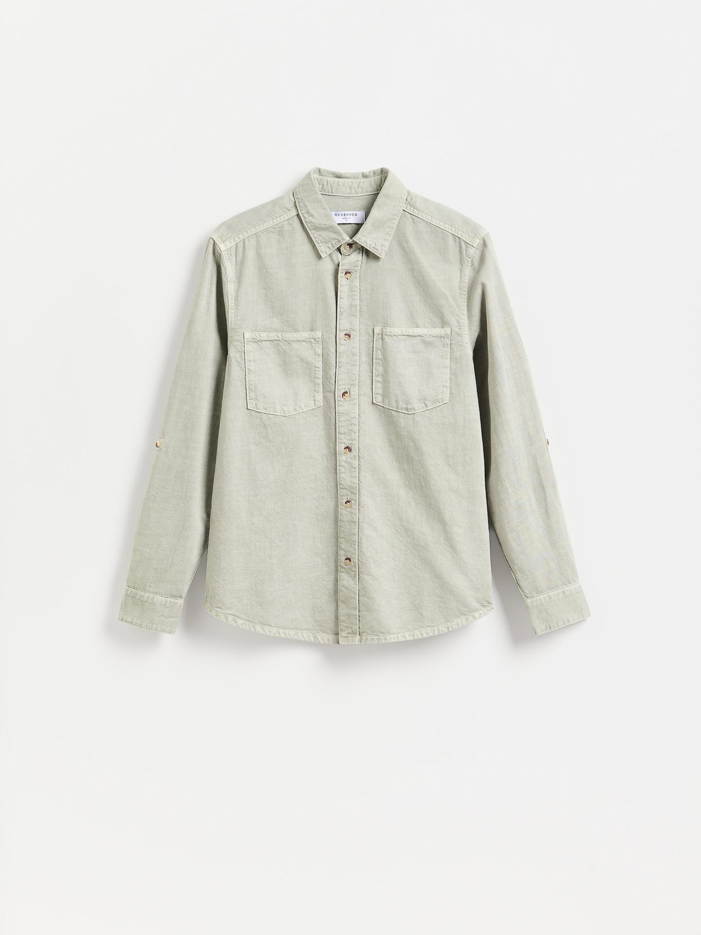 Green Regular Fit Denim Shirt, 7401_07J, large image number 5
