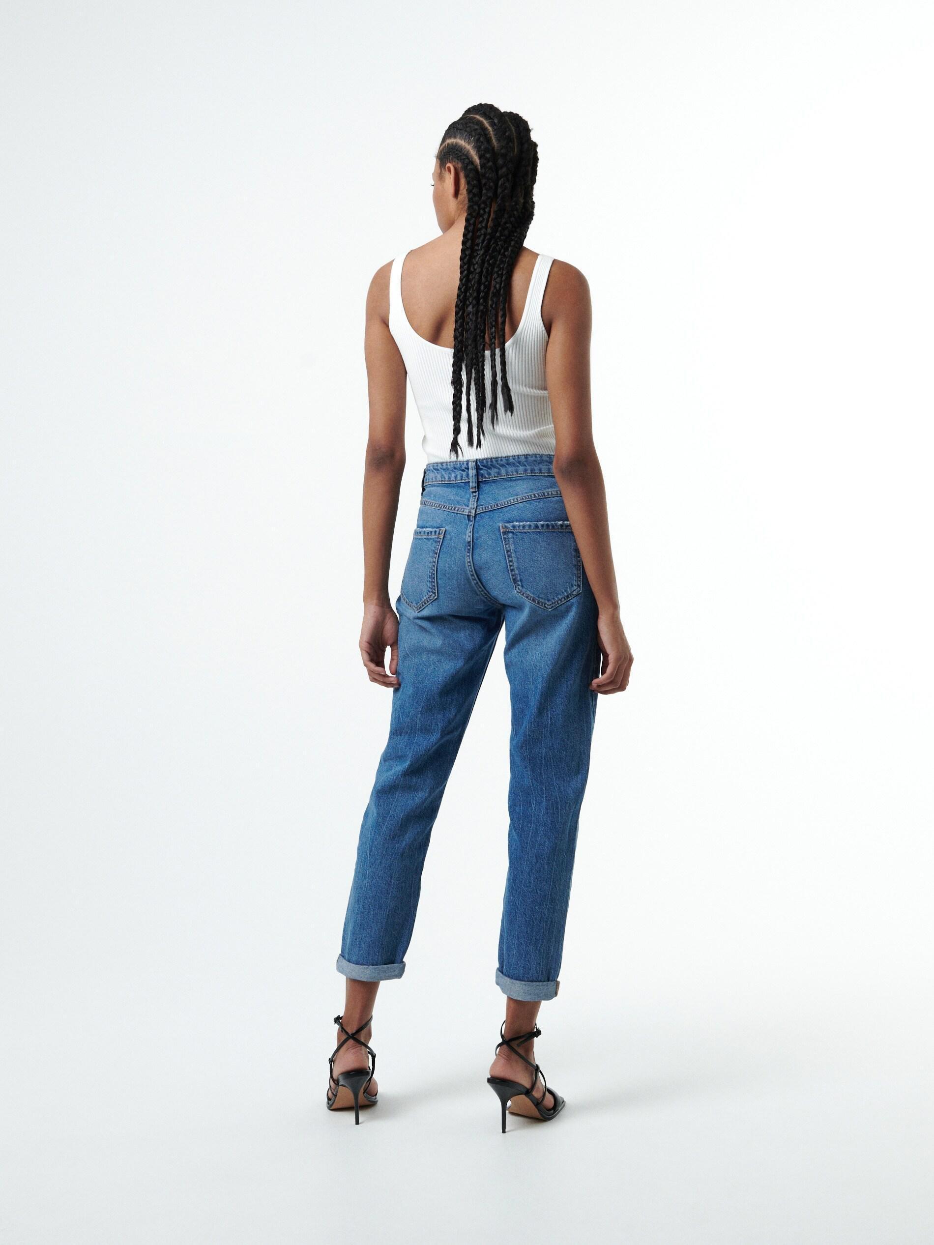 Blue Ripped Boyfriend Jeans, , large image number 3