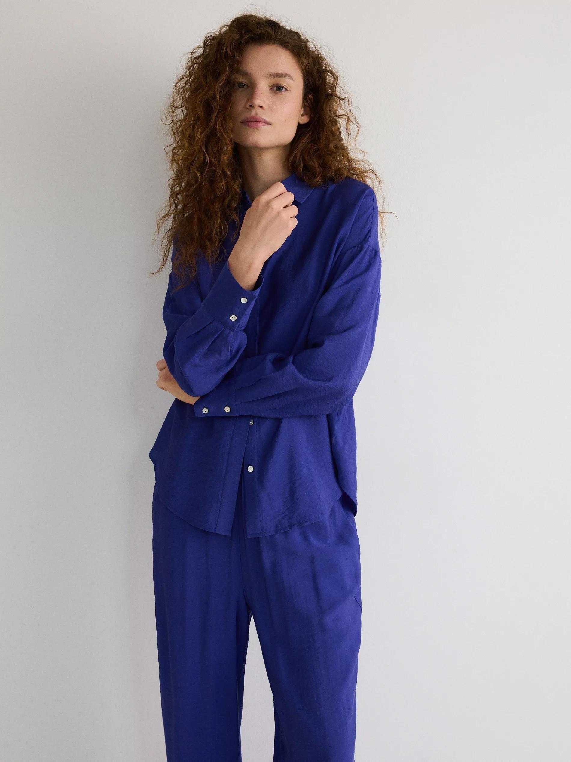 Blue Dropped Shoulders Shirt, , large image number 1