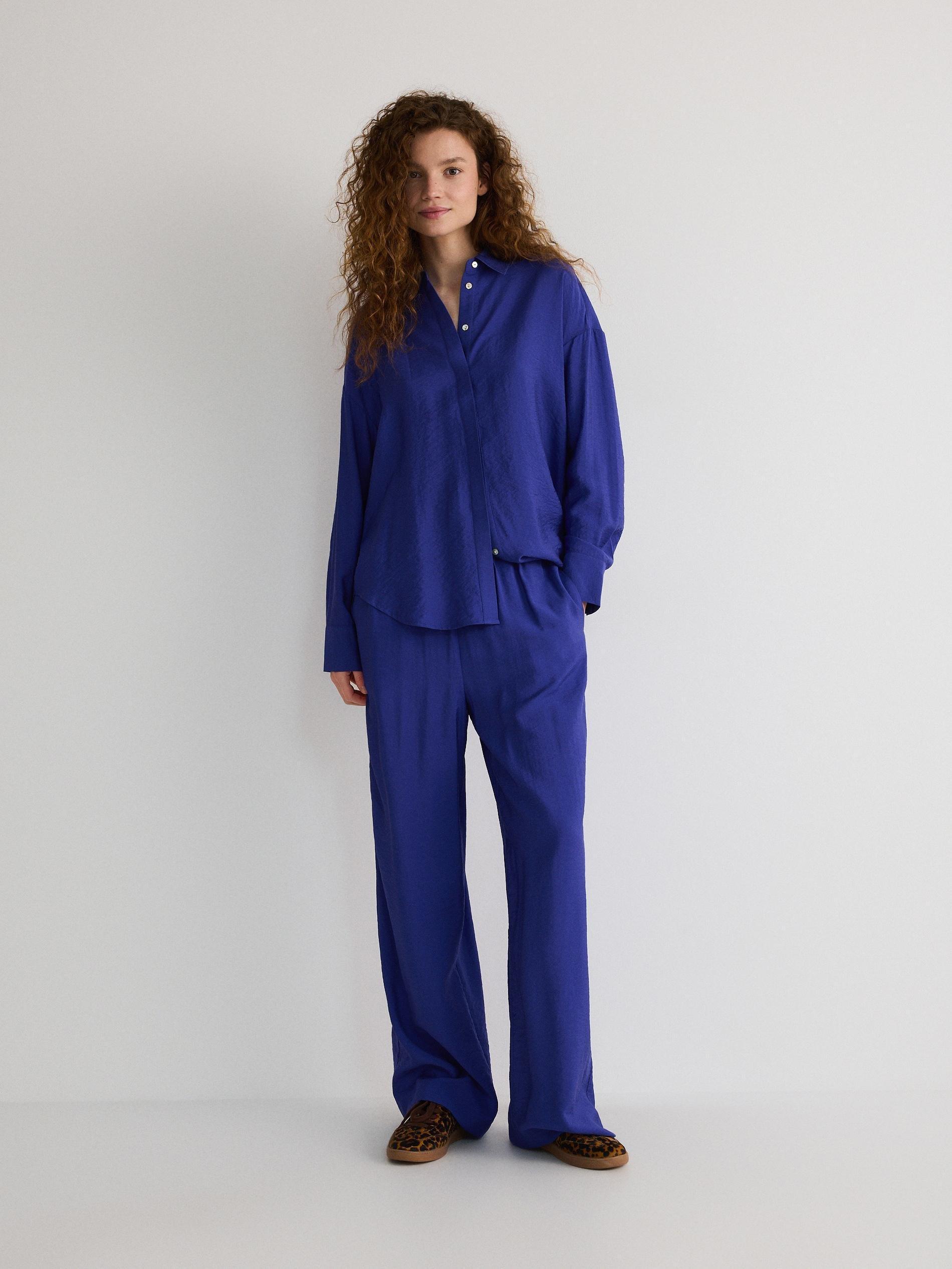 Blue Dropped Shoulders Shirt, , large image number 2
