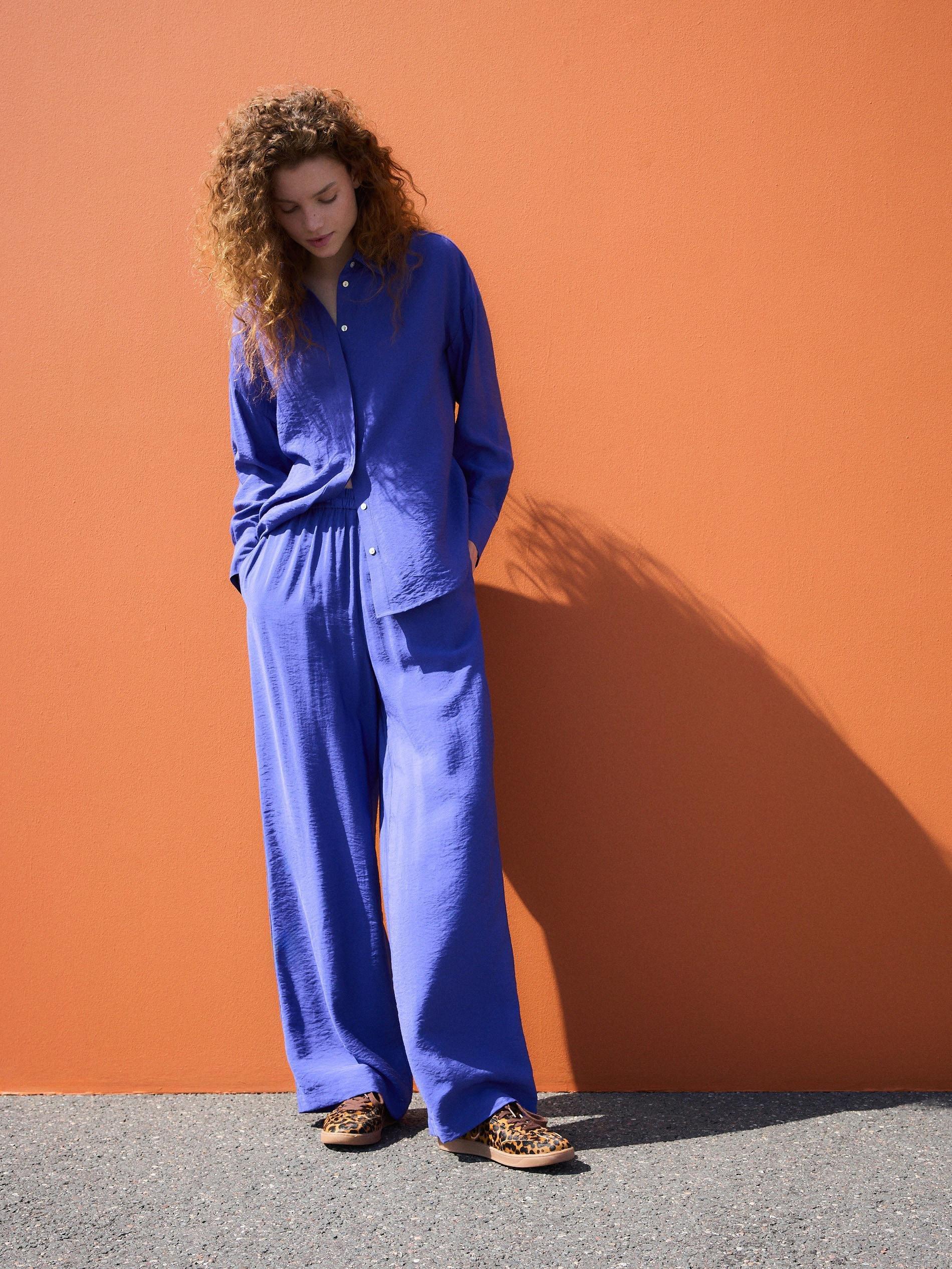 Blue Dropped Shoulders Shirt, , large image number 6