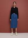 Reserved - Navy Blue Denim Midi Skirt