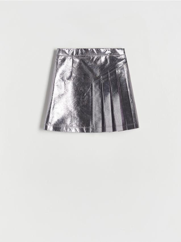 Grey Metallic Effect Skirt, Kids Girls, , large image number 0