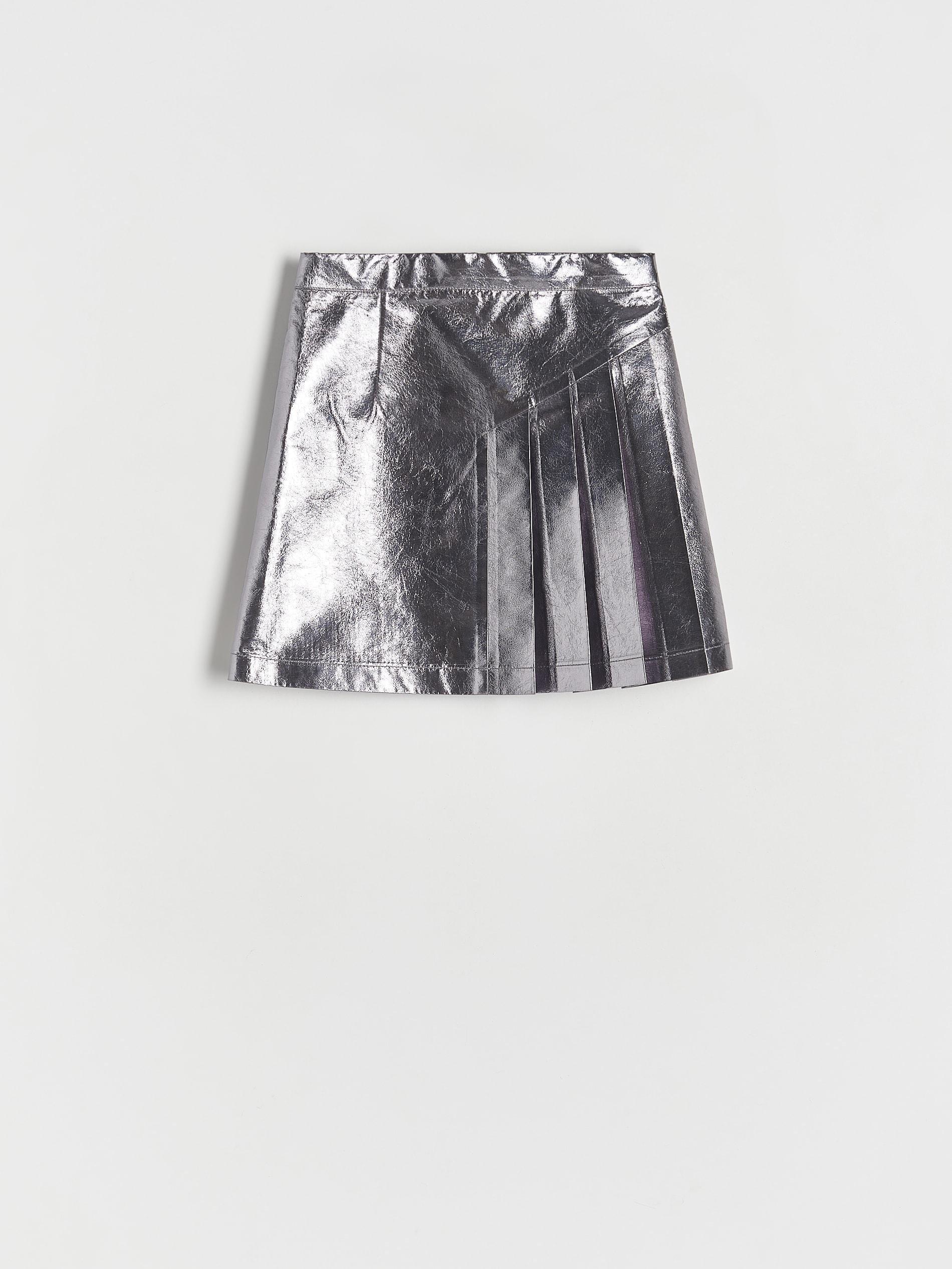 Grey Metallic Effect Skirt, Kids Girls, , large image number 1