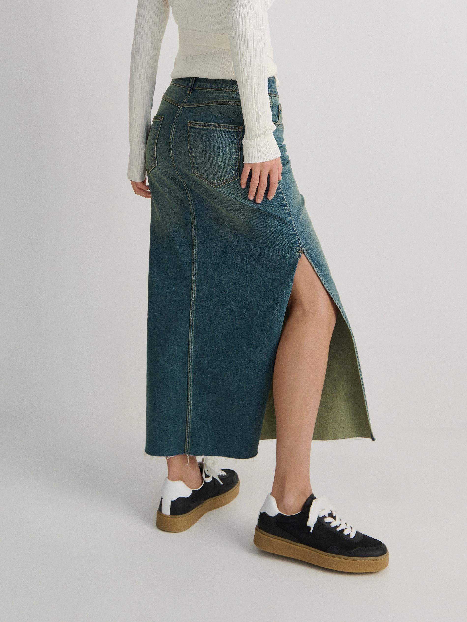 Blue Denim Maxi Skirt, , large image number 2
