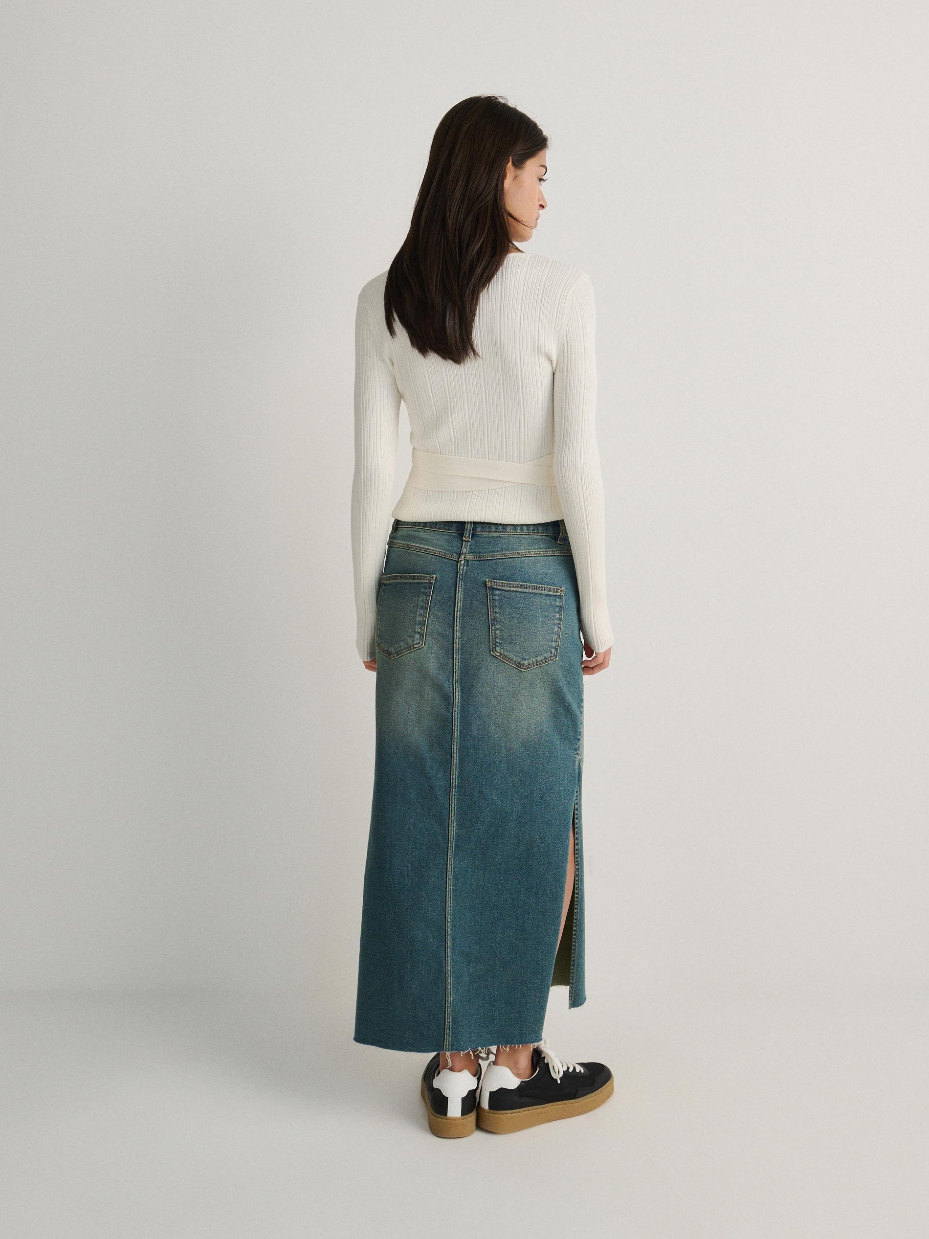 Blue Denim Maxi Skirt, , large image number 3