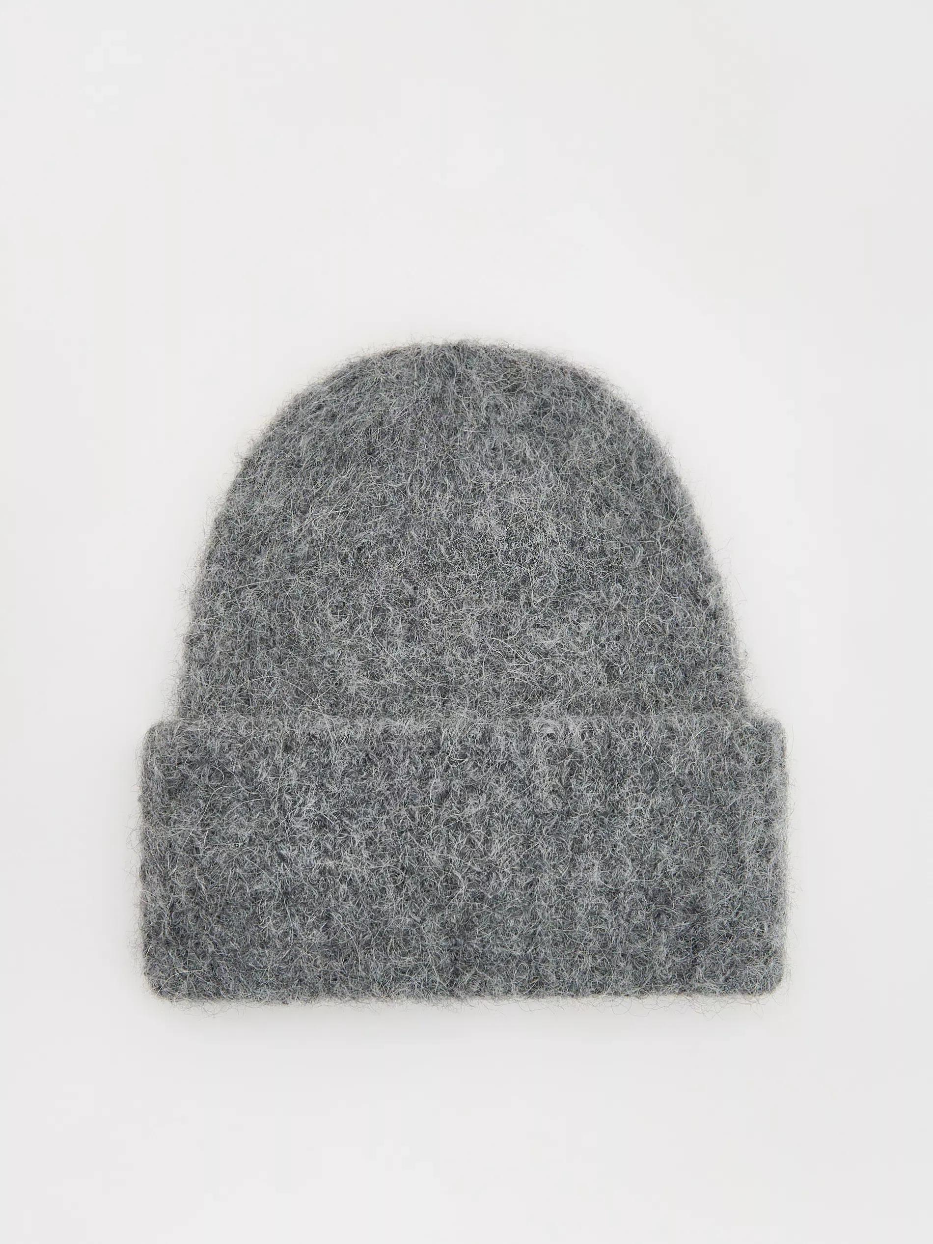 DARK GREY Alpaca wool blend beanie, Grey, large image number 2
