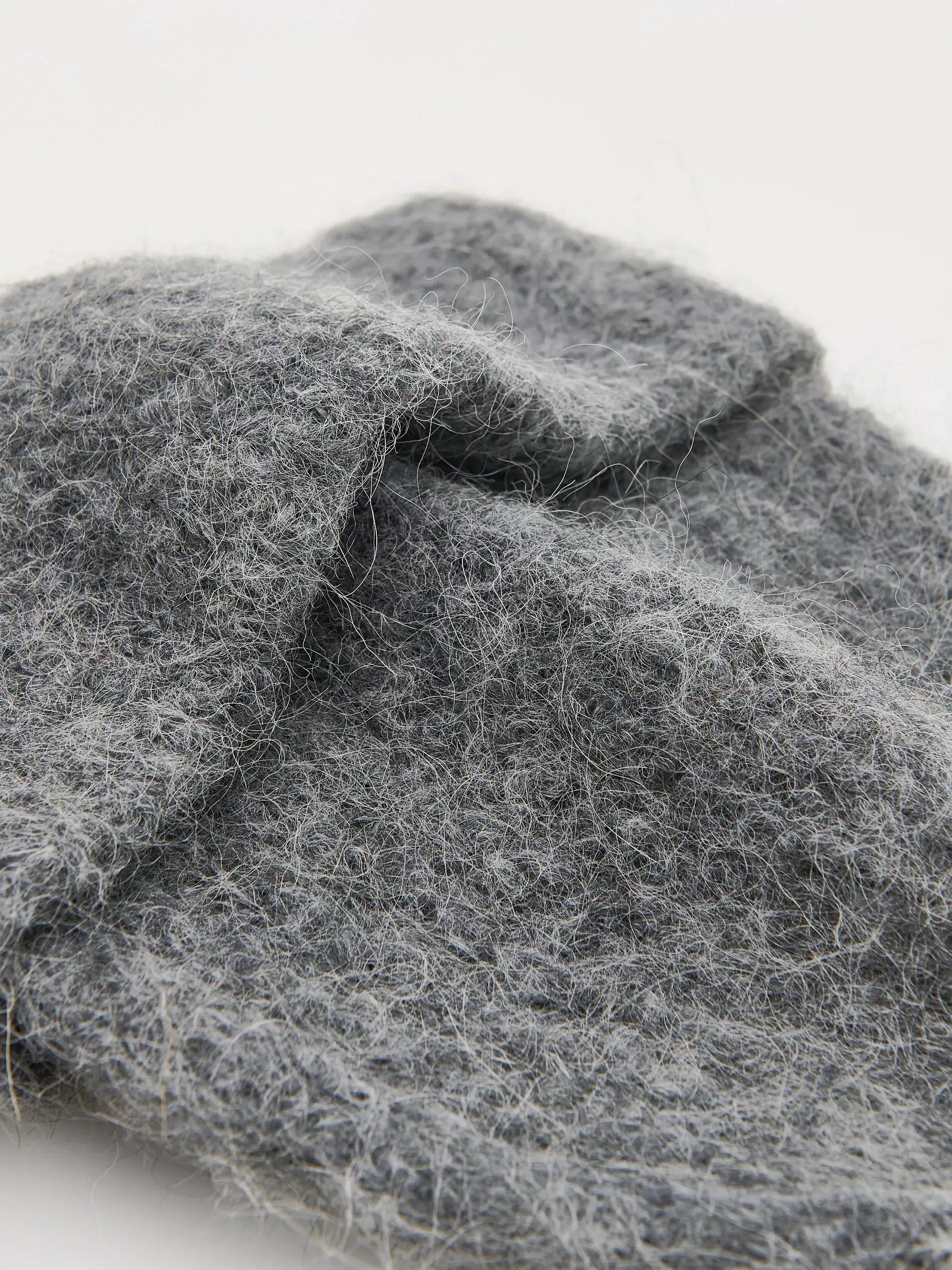 DARK GREY Alpaca wool blend beanie, Grey, large image number 3