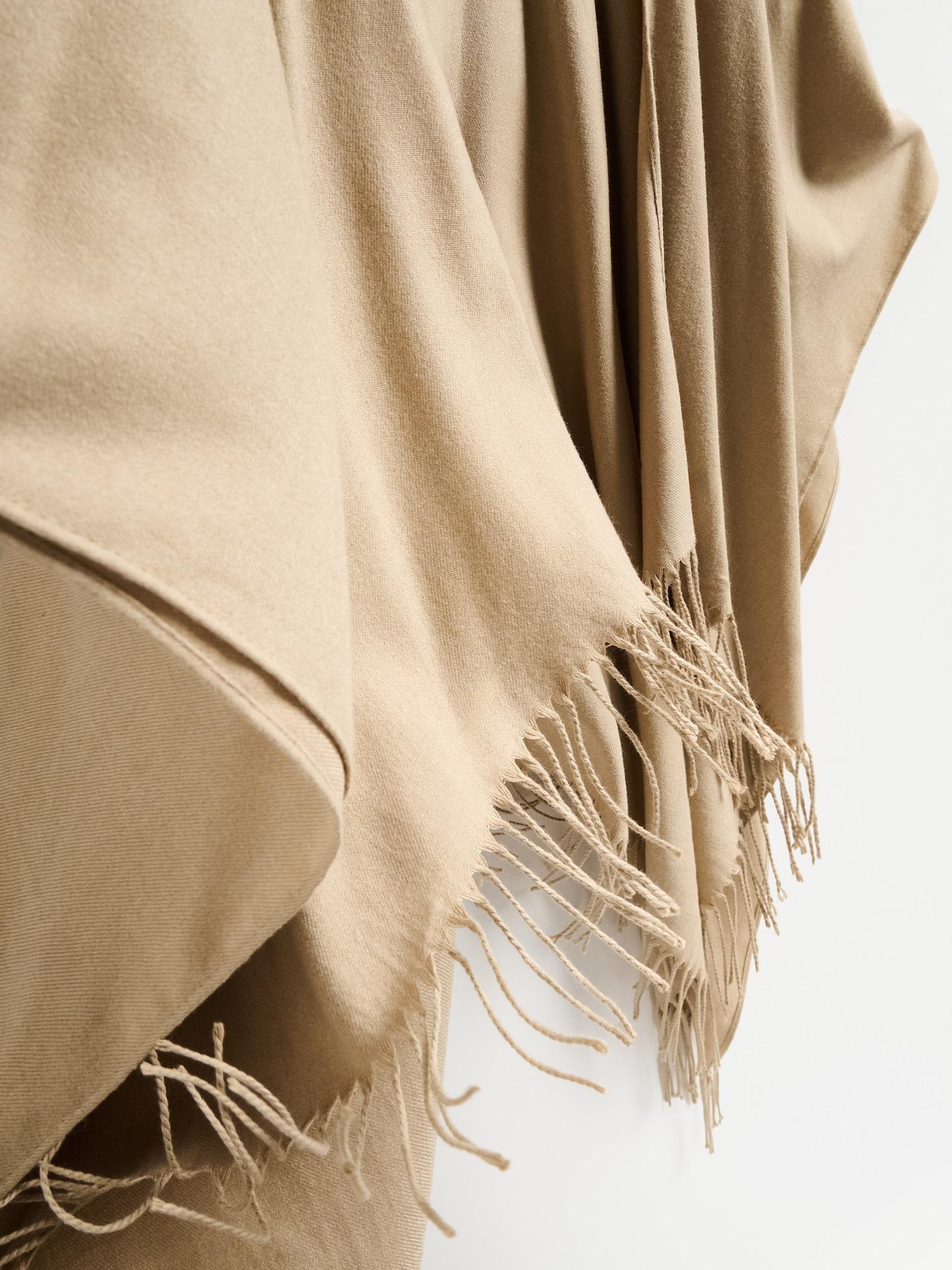 Beige Viscose Blend Poncho, Beige, medium
