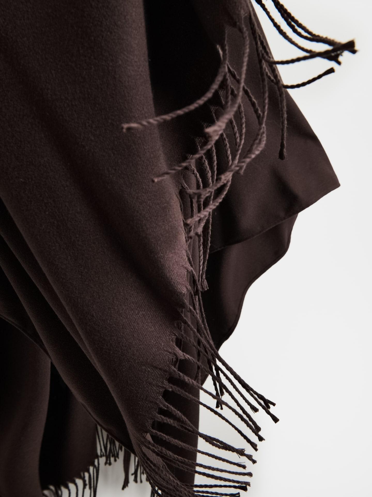 Brown Viscose Blend Poncho, Brown, medium