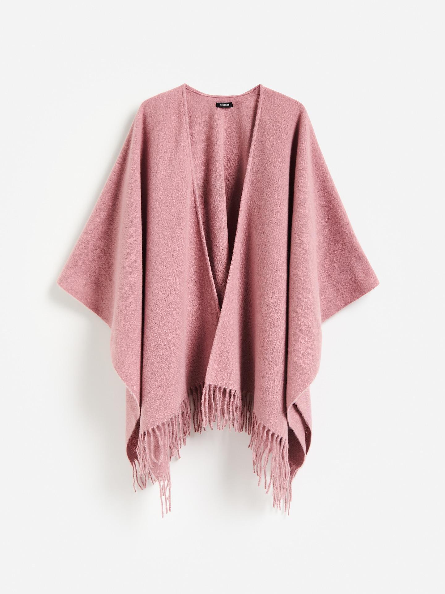Pink Poncho With Fringes, Pink, large image number 0