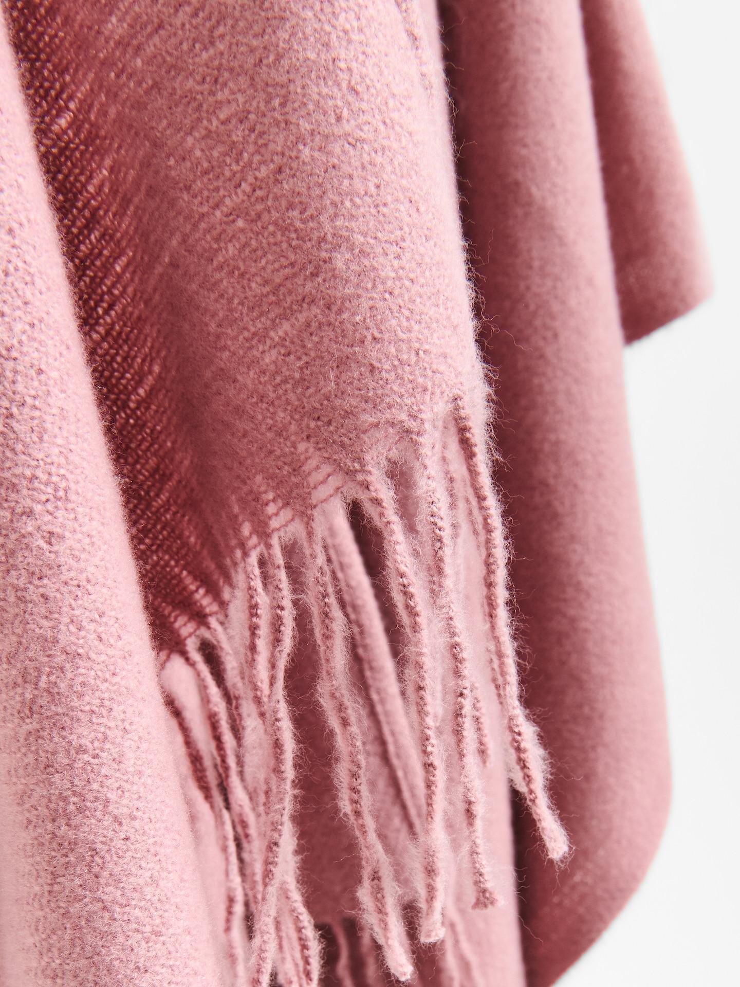 Pink Poncho With Fringes, Pink, large image number 1