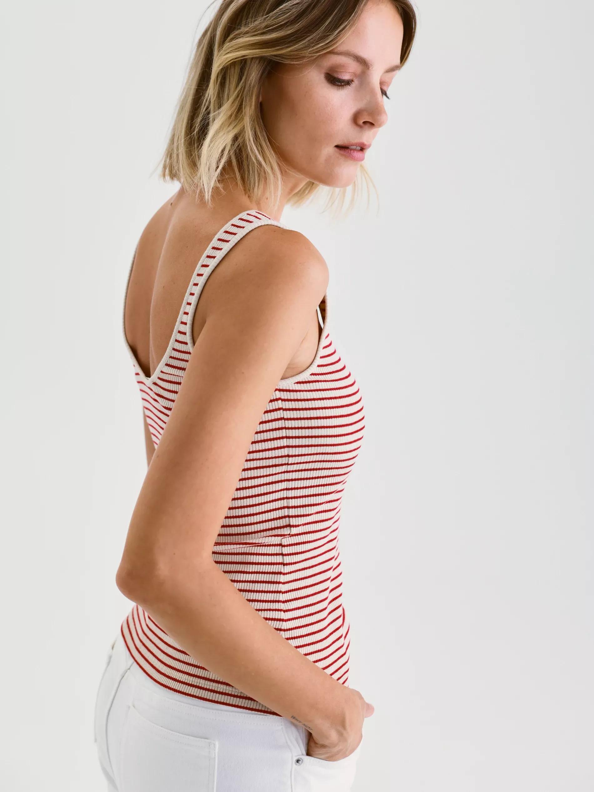 Red Stripe Cotton Top, , large image number 3