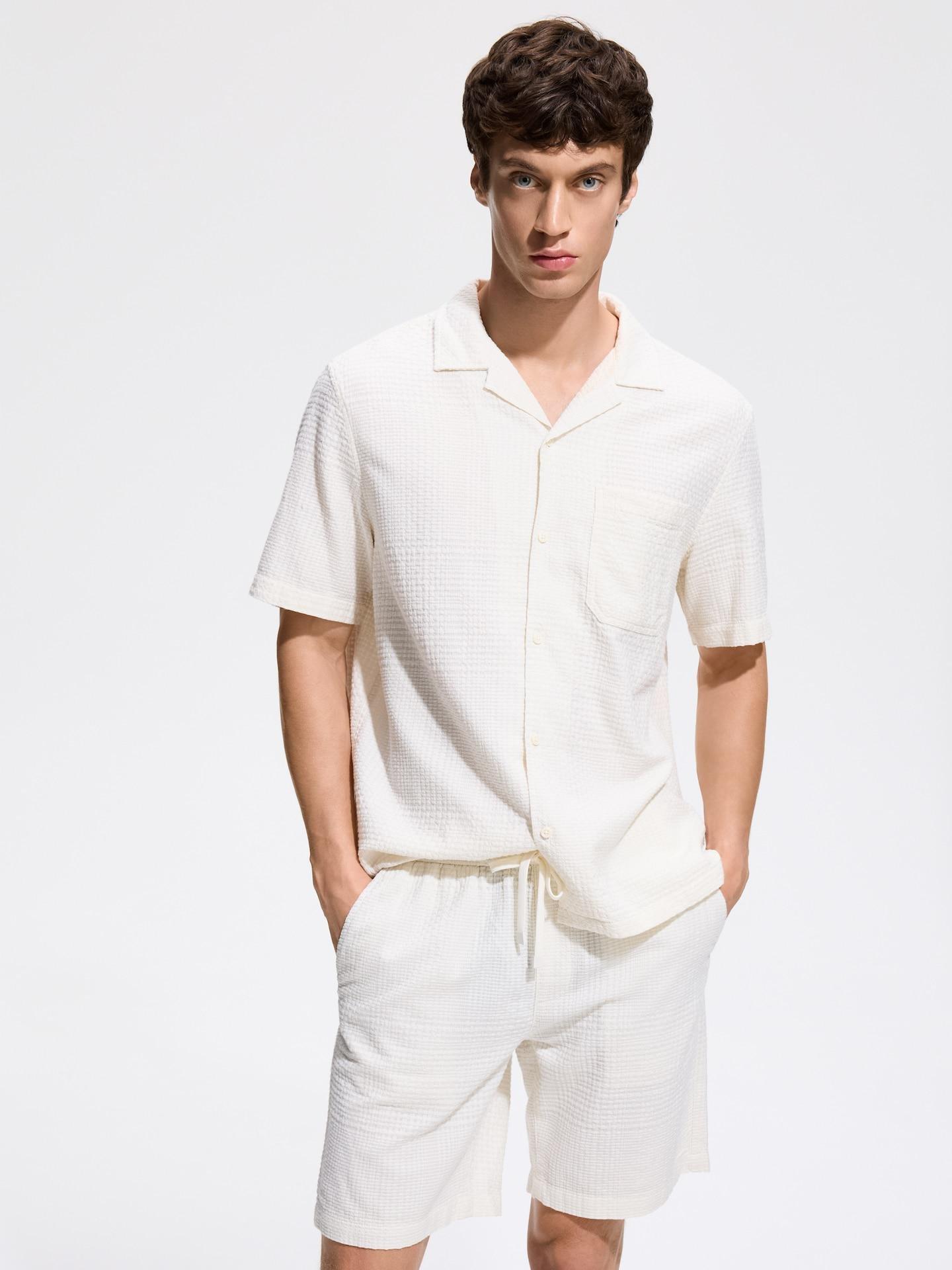Cream Cotton Jogger Shorts, Ivory, large image number 2