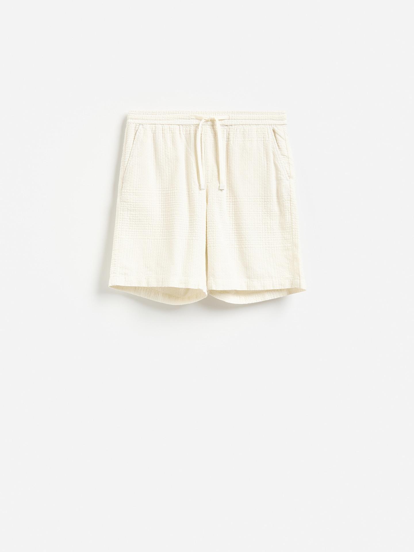 Cream Cotton Jogger Shorts, Ivory, large image number 4