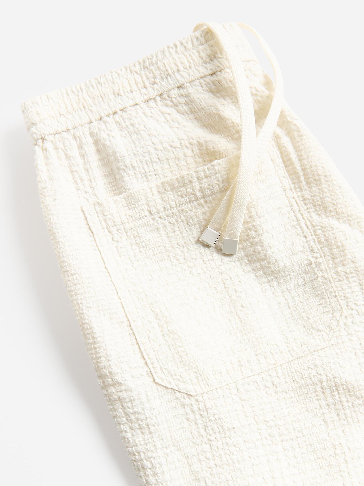Cream Cotton Jogger Shorts, Ivory, large image number 5