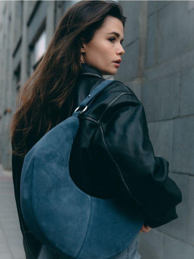 Blue Natural Suede Bag, Blue, large image number 0