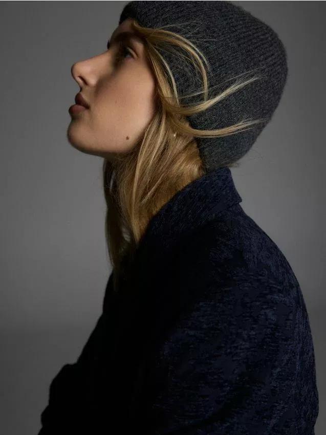 Grey Beanie Hat, Grey, large image number 0