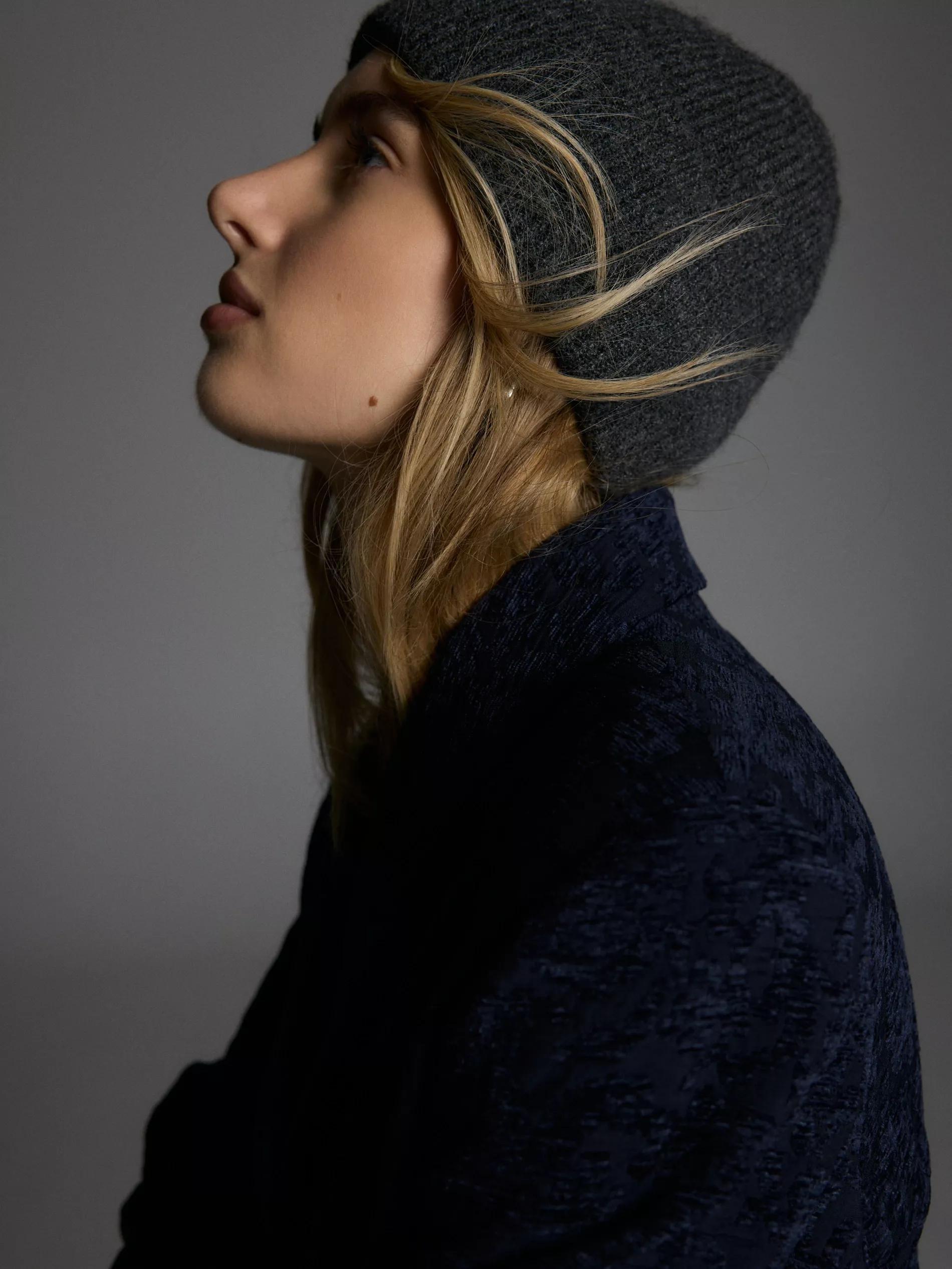Grey Beanie Hat, Grey, large image number 1