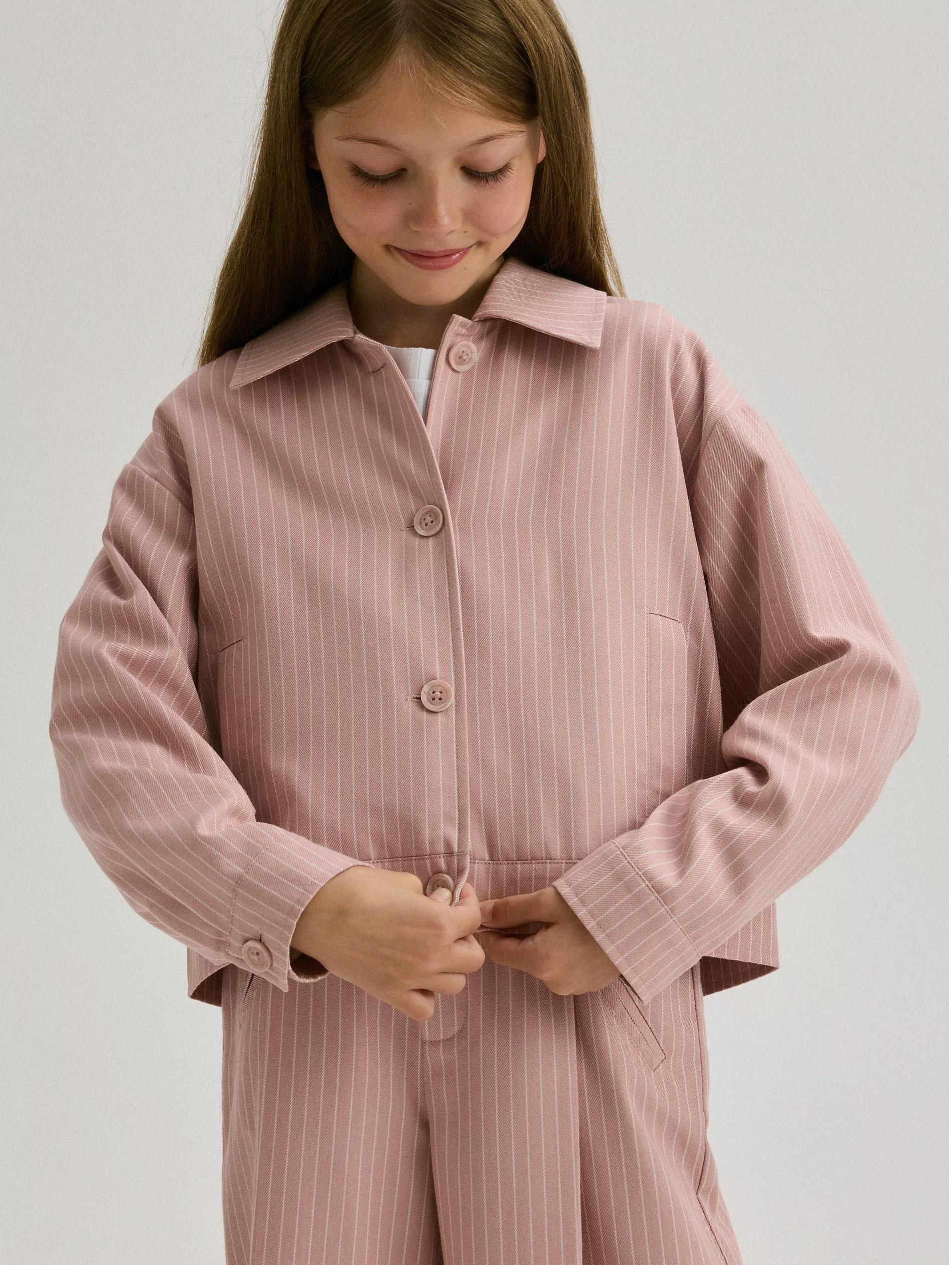 Pink Stripe Blazer, Kids Girls, , large image number 0