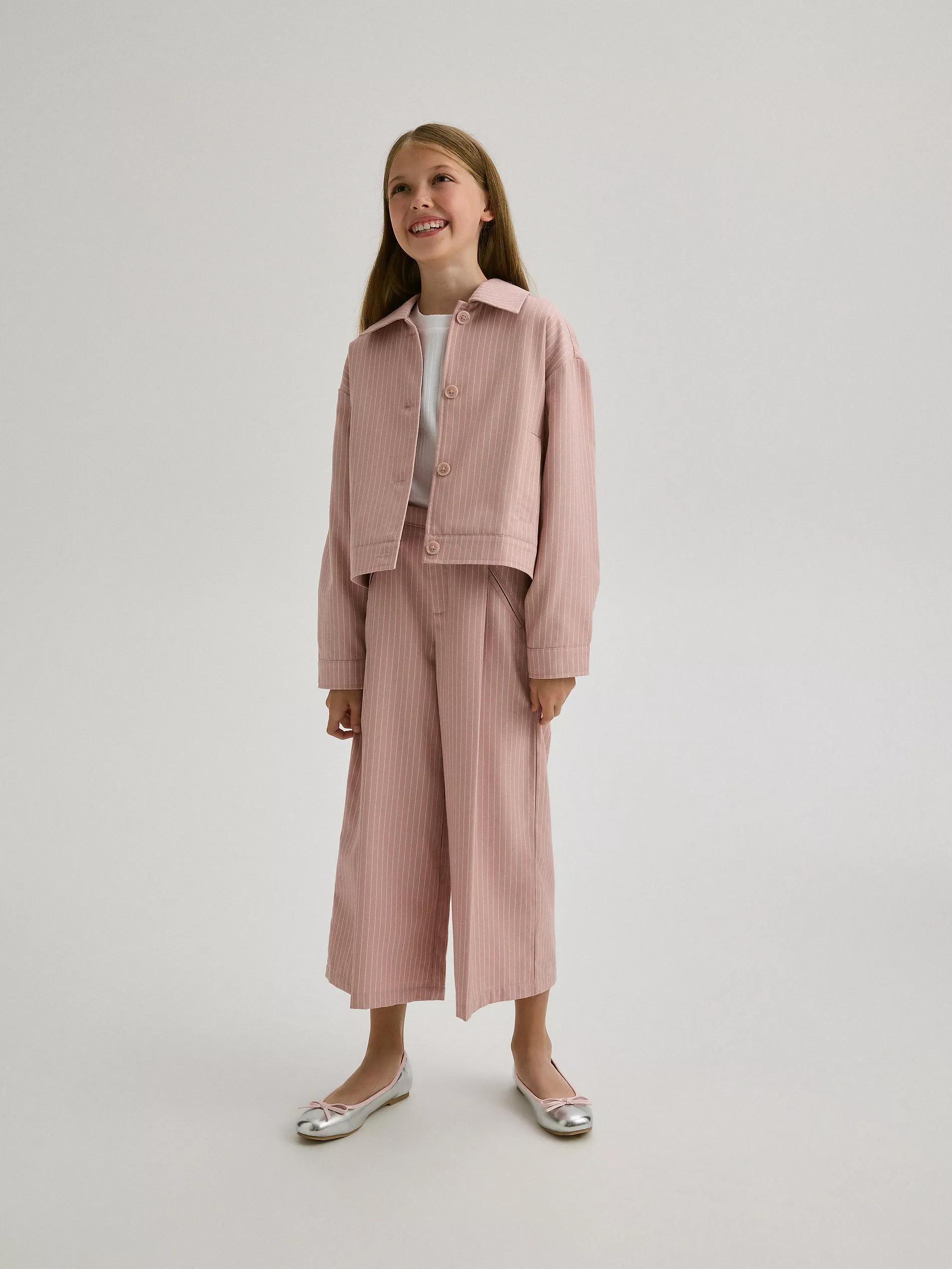 Pink Stripe Blazer, Kids Girls, , large image number 1