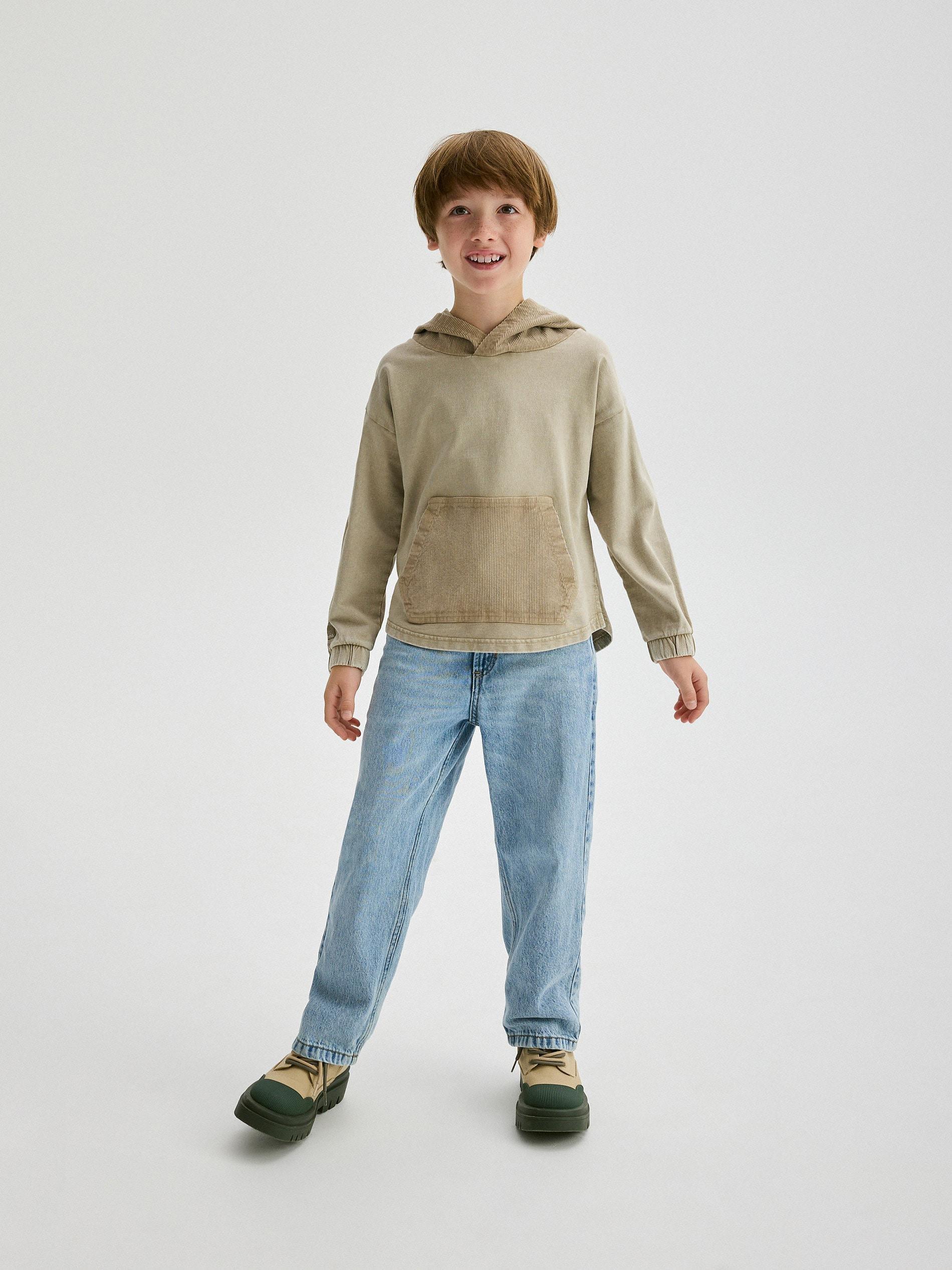 Beige Long-Sleeved Shirt With Hood, , large image number 1