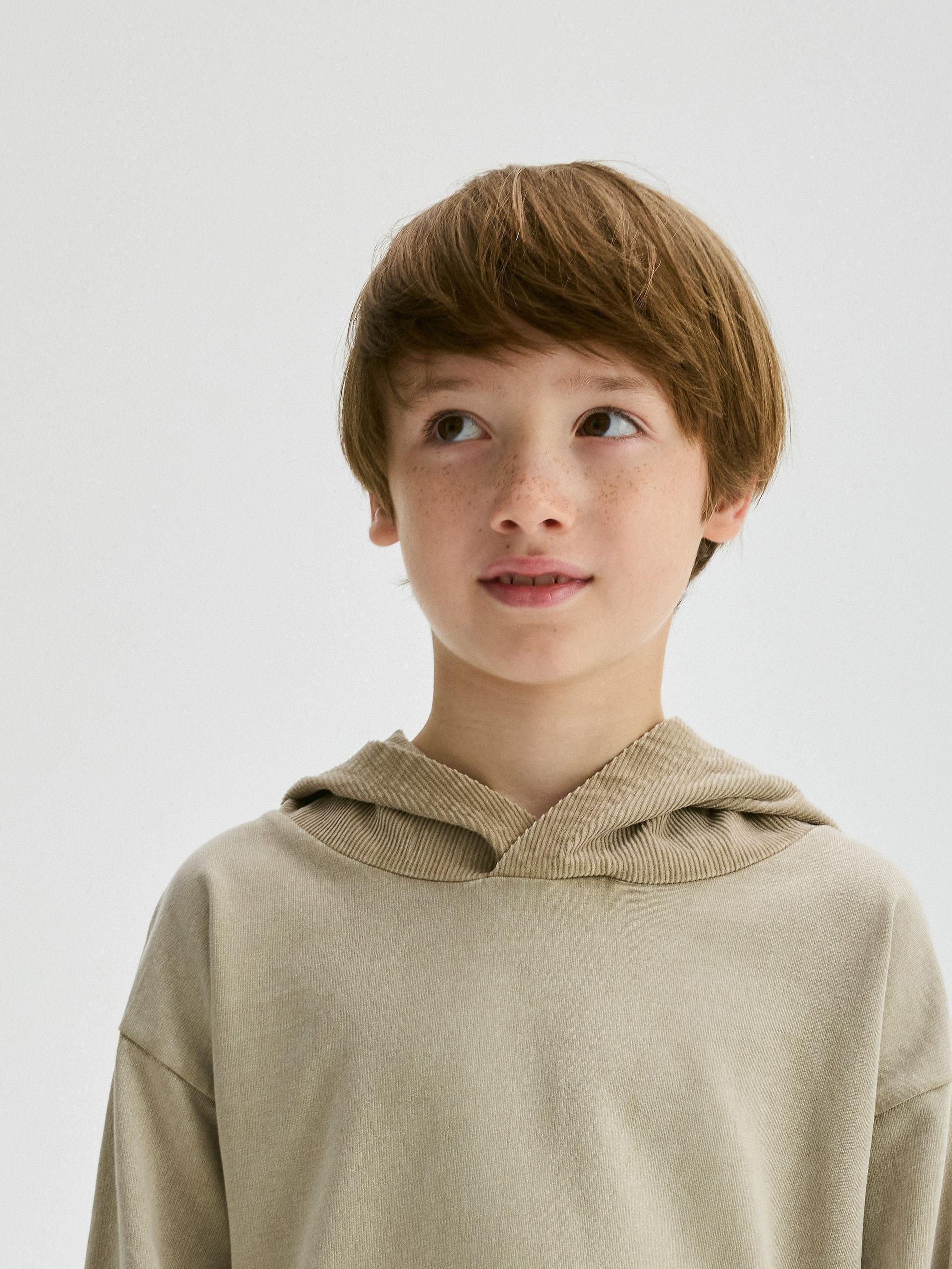 Beige Long-Sleeved Shirt With Hood, , large image number 3