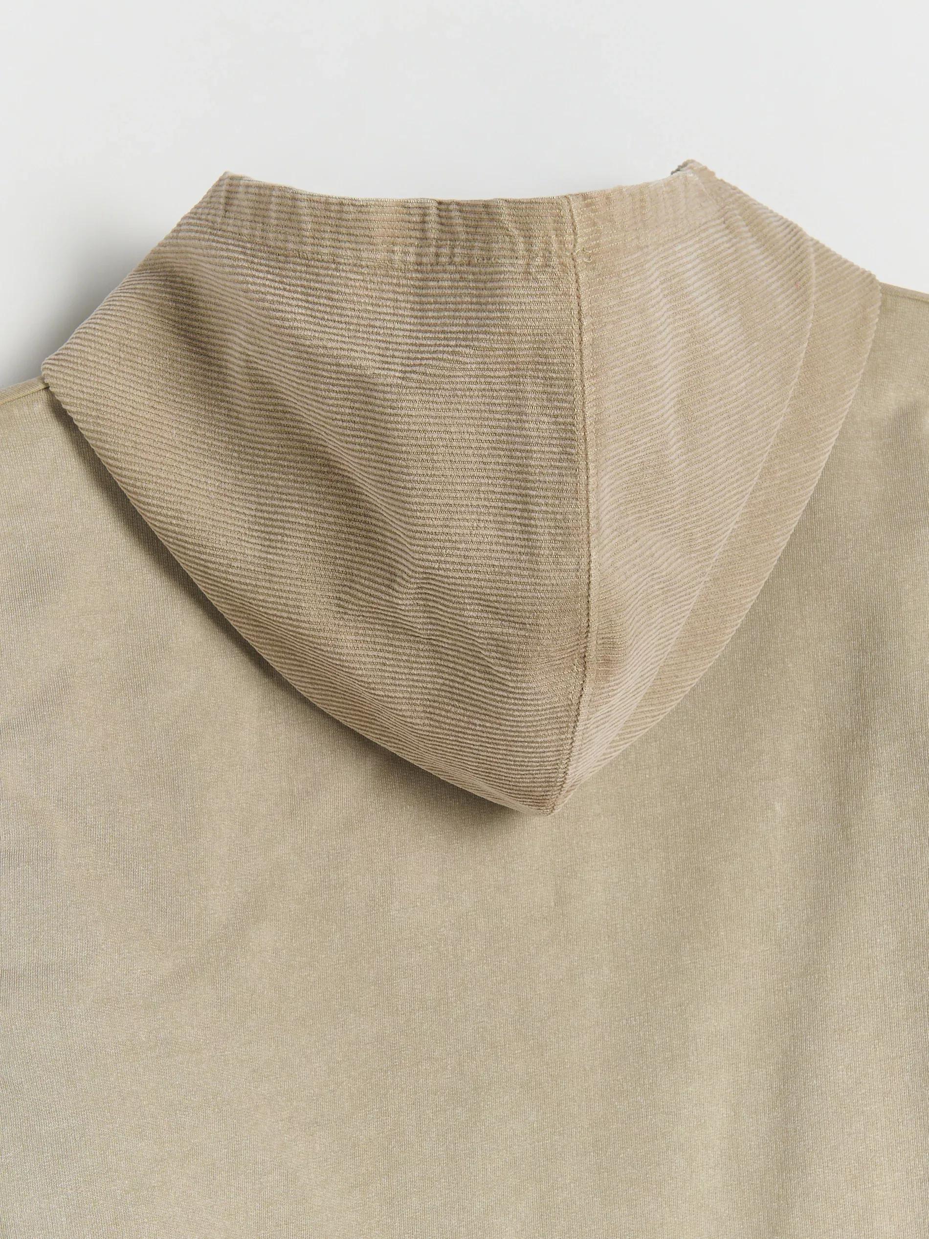 Beige Long-Sleeved Shirt With Hood, , large image number 6