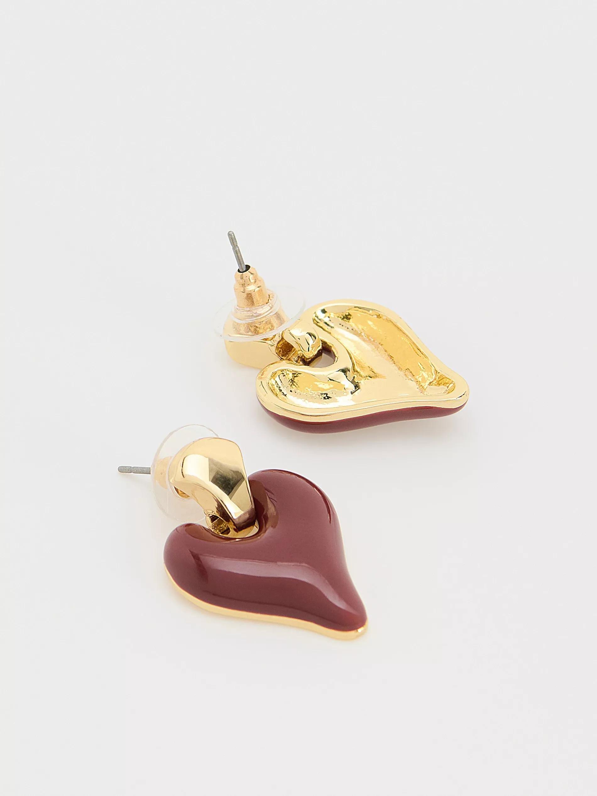 MAROON Heart earrings, Burgundy, large image number 1